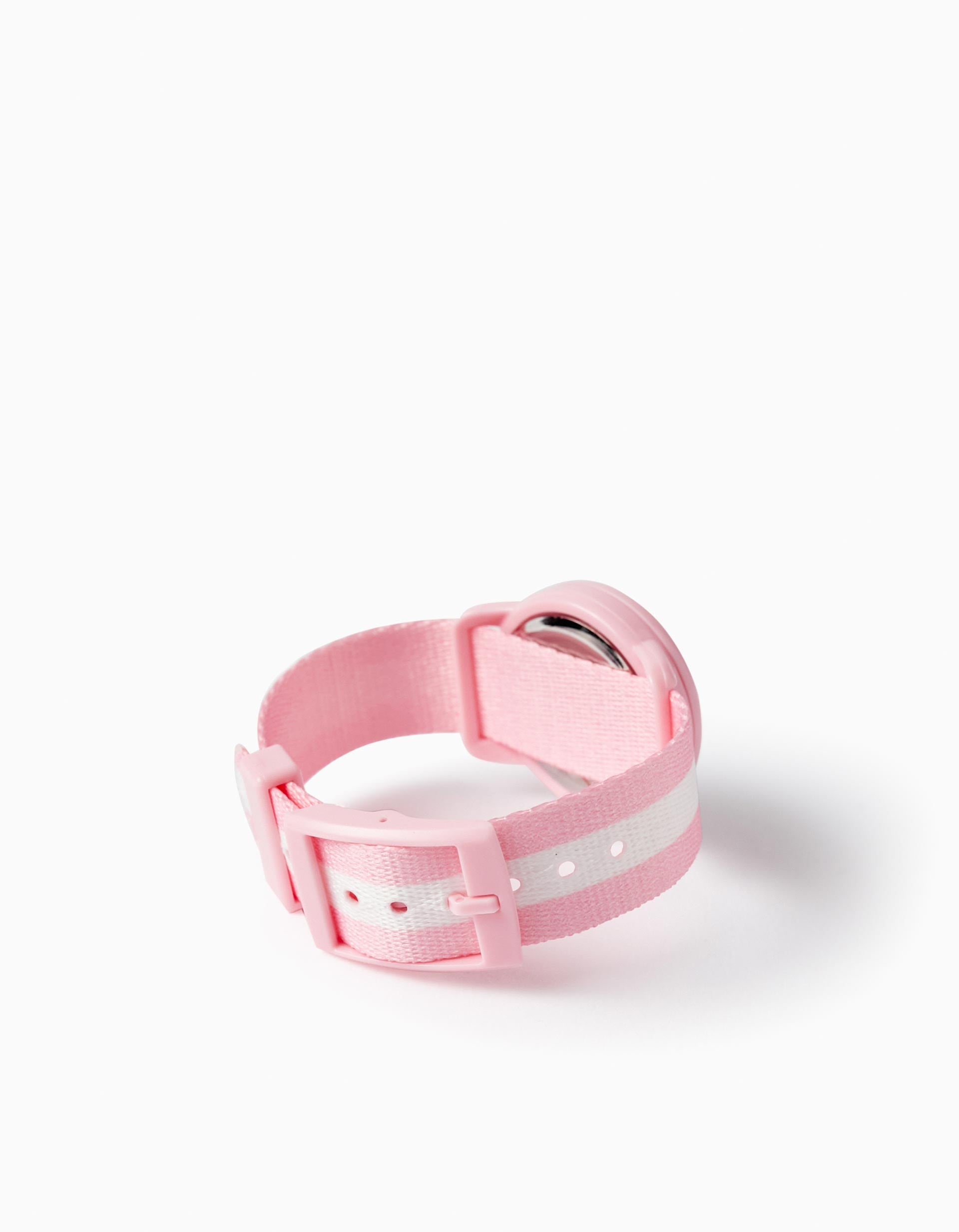 Relógio às Riscas para Menina, Rosa/Branco