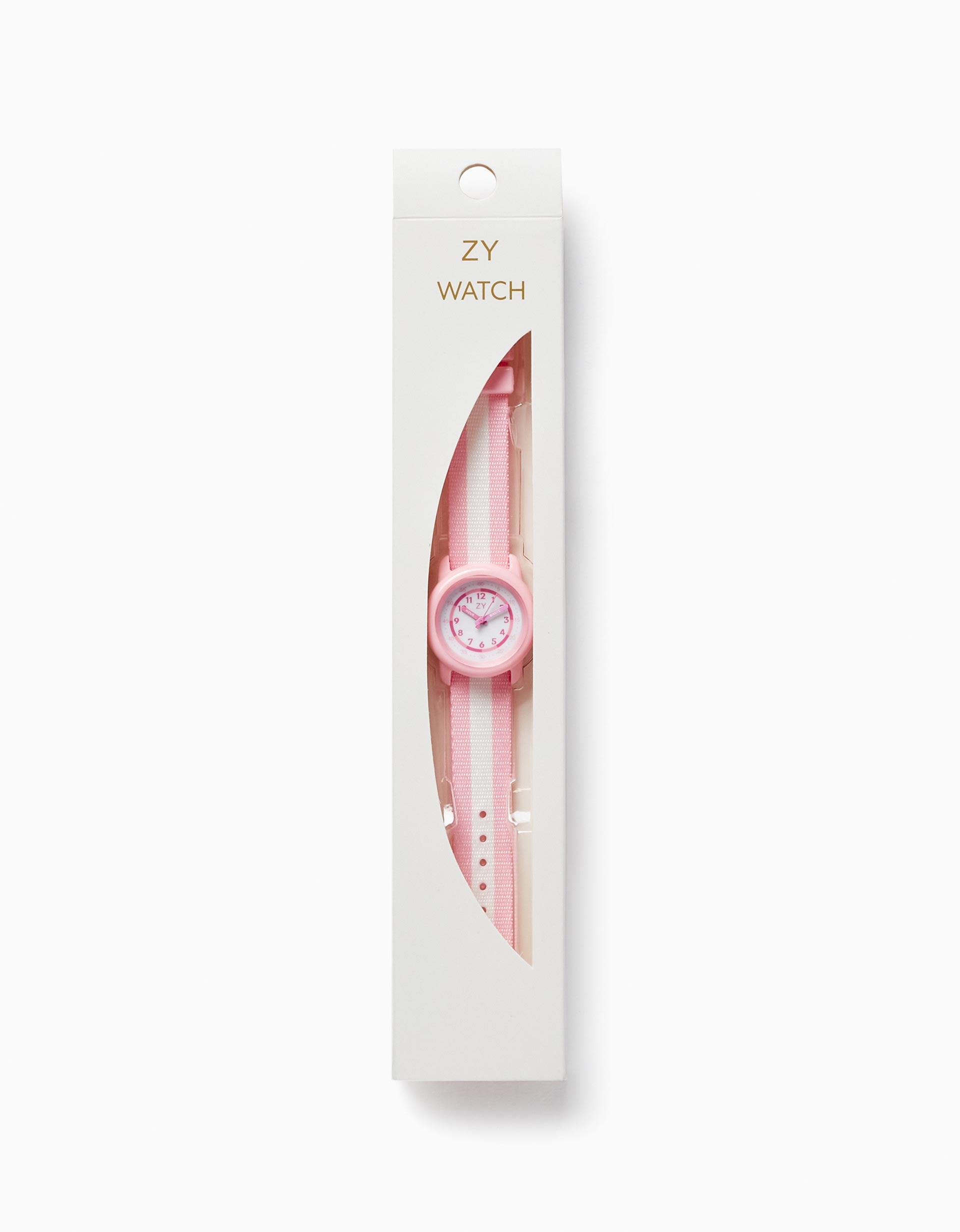 Reloj a Rayas para Niña, Rosa/Blanco