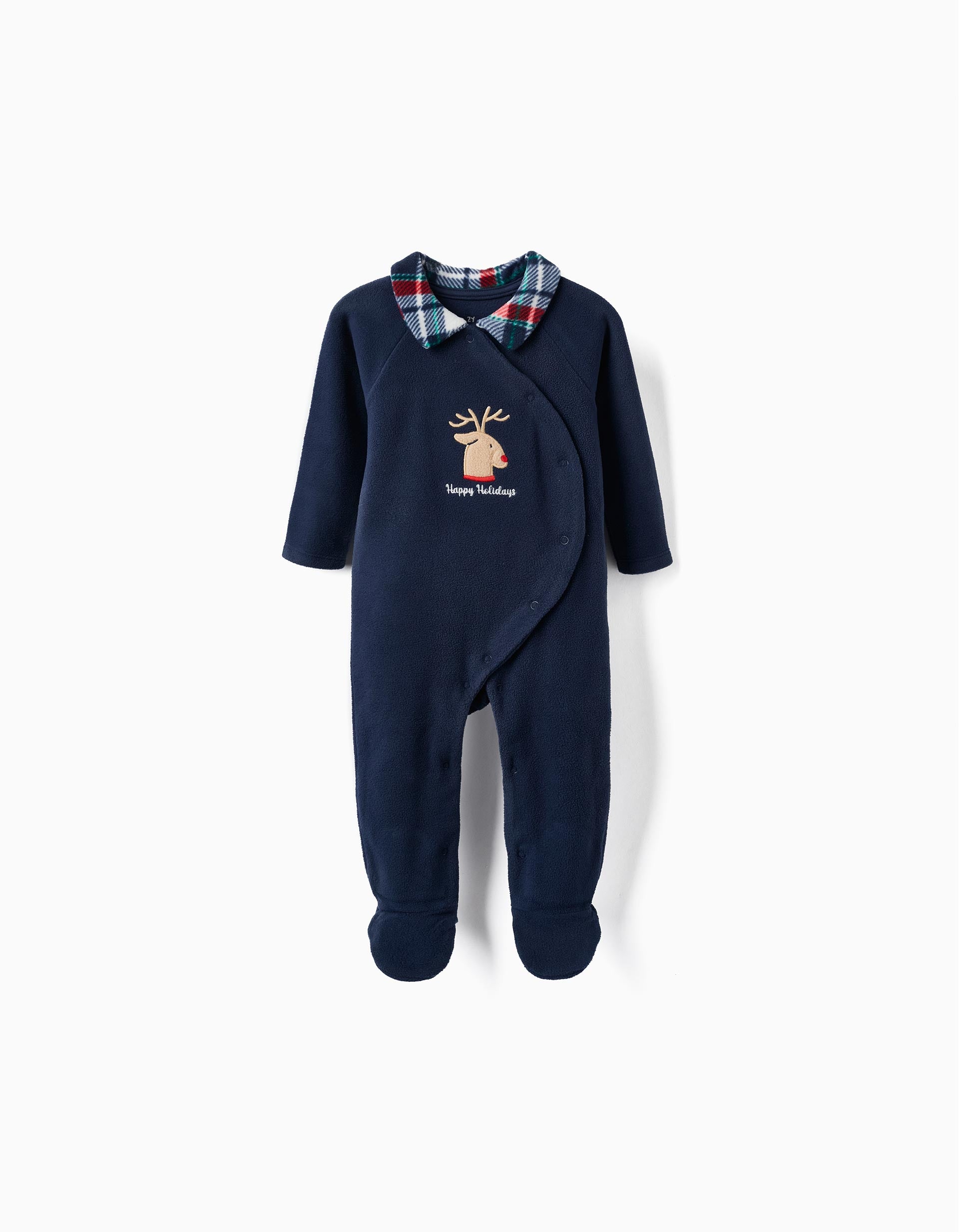 Polar Babygrow with Feet for Baby 'Rudolph - Happy Holidays', Dark Blue