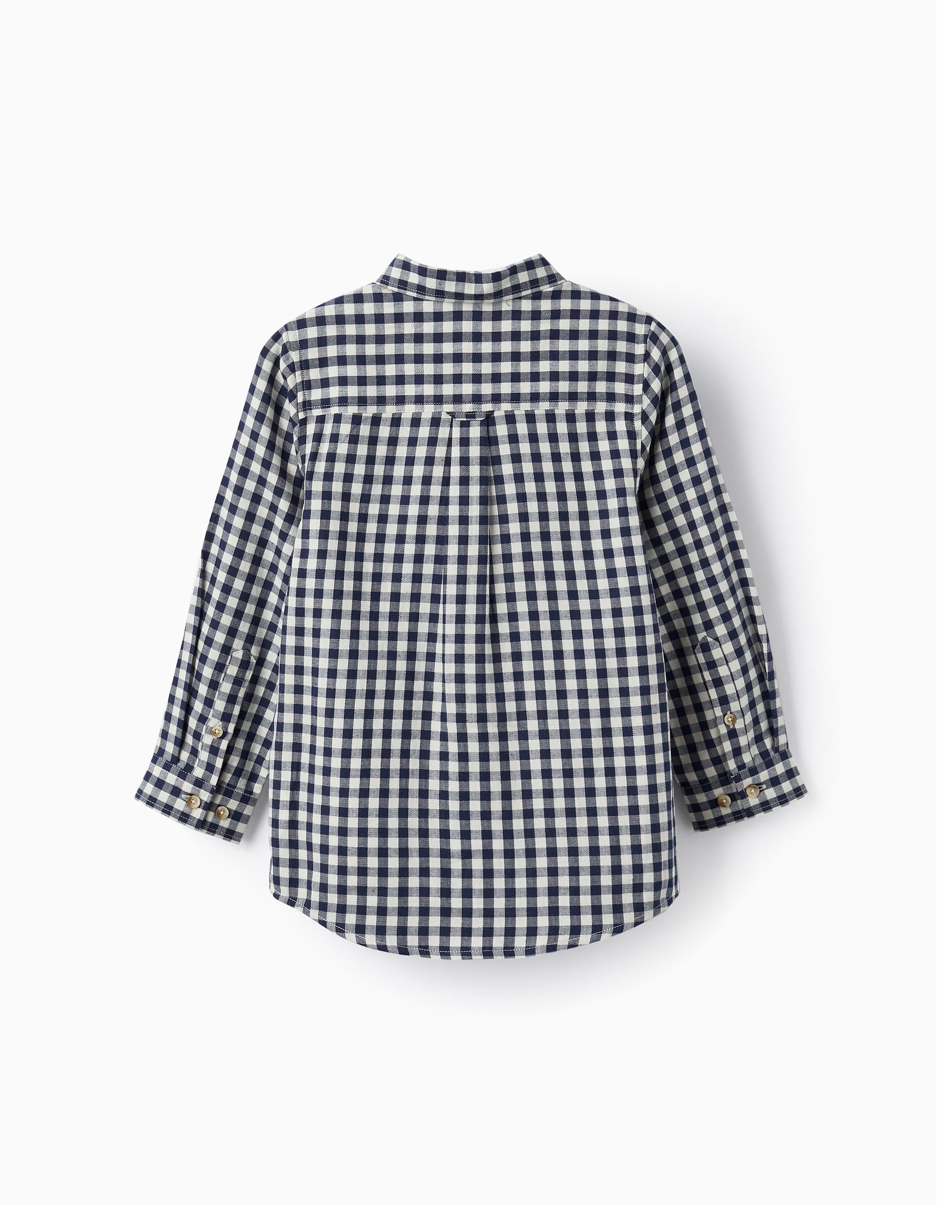 Camisa a Cuadros de Algodón para Niño, Azul Oscuro