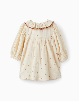 Vestido de Bambula para Bebé Menina 'Clubs & Hearts', Bege