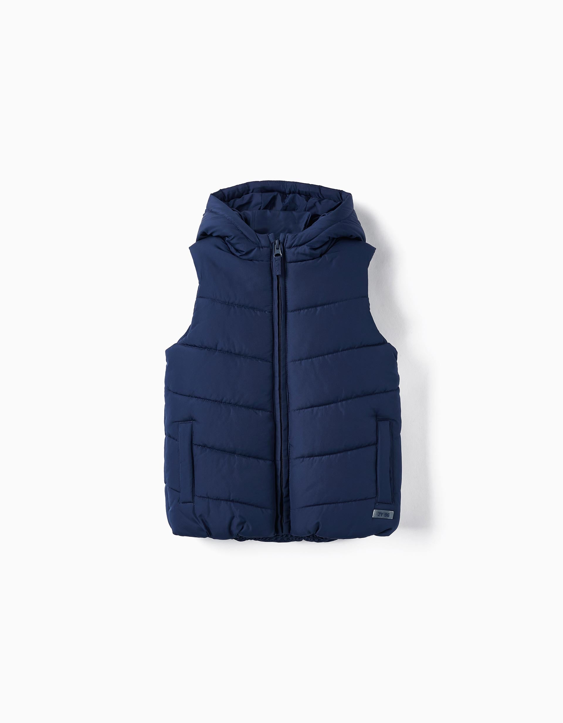 Padded Hooded Vest for Boys, Dark Blue