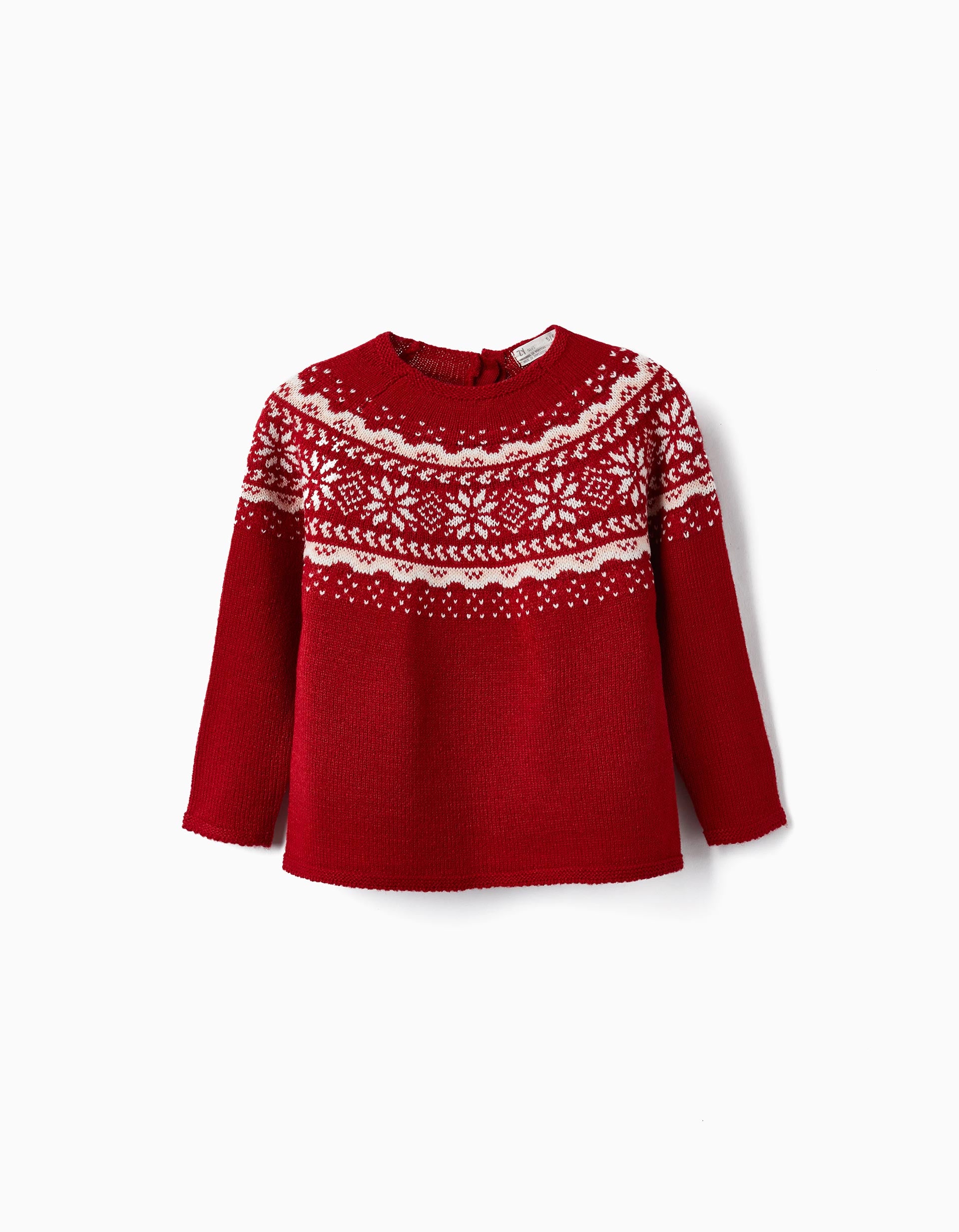 Jersey de Punto con Jacquard para Niña, Rojo