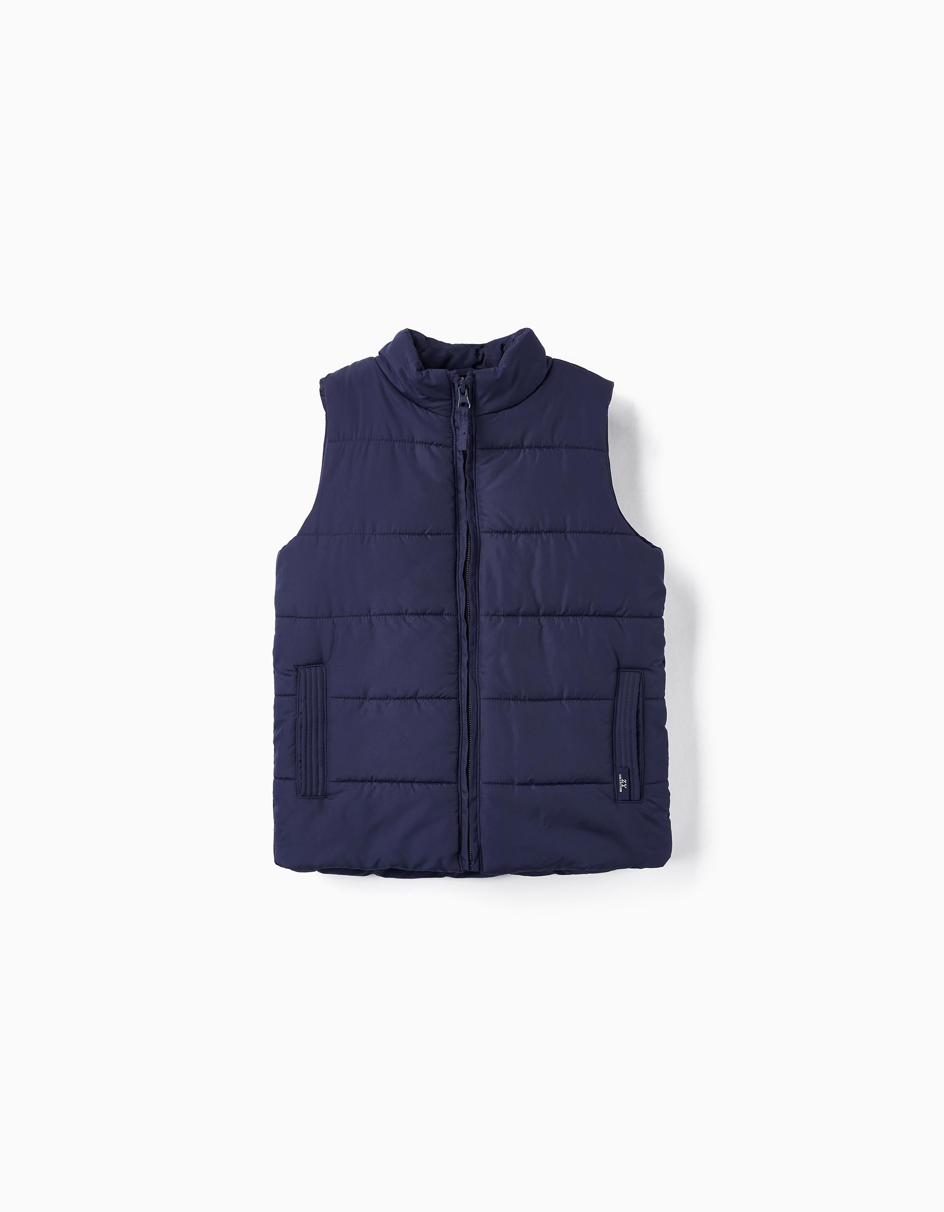 Gilet matelassé avec doublure polaire pour garçon, bleu foncé