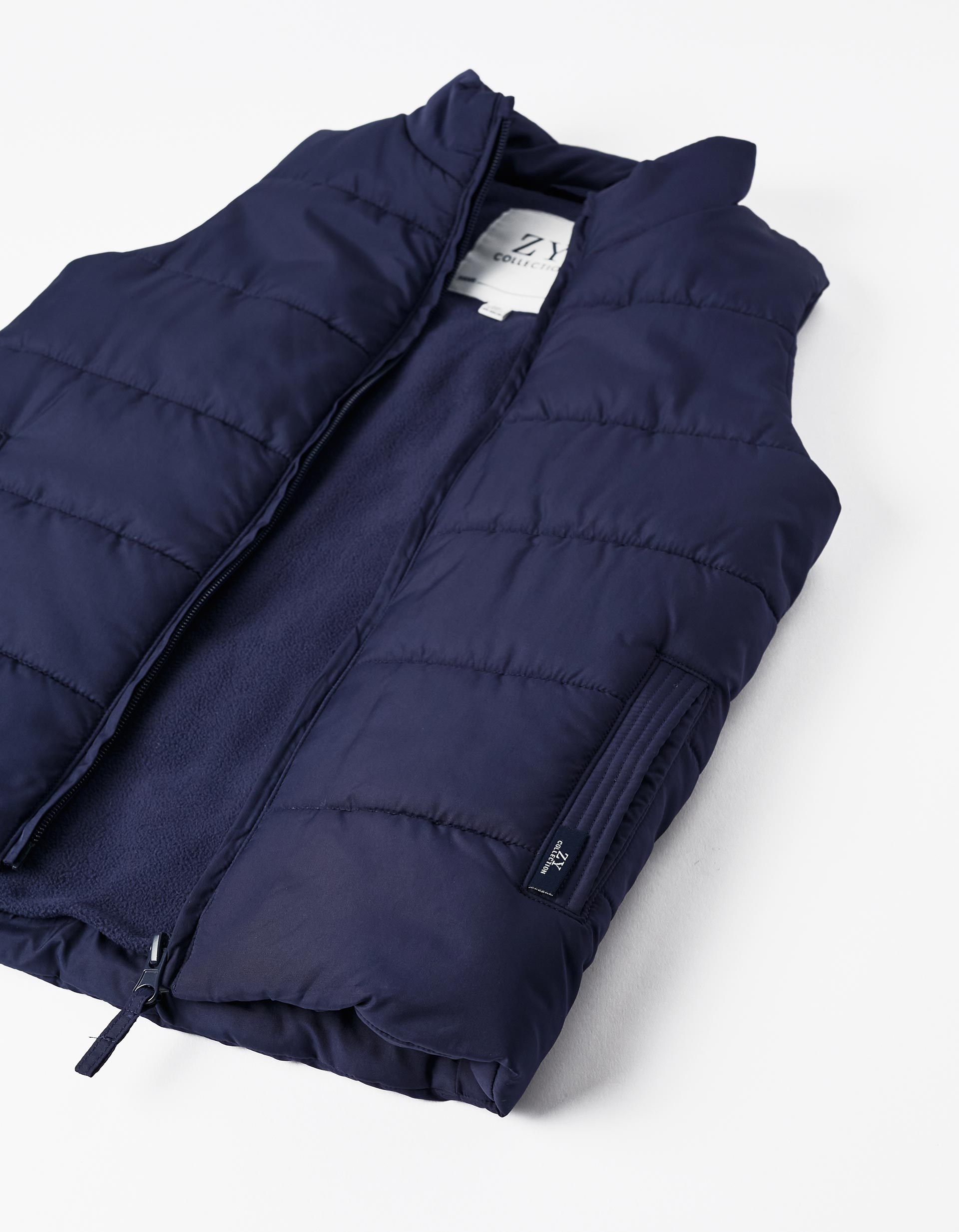 Gilet matelassé avec doublure polaire pour garçon, bleu foncé