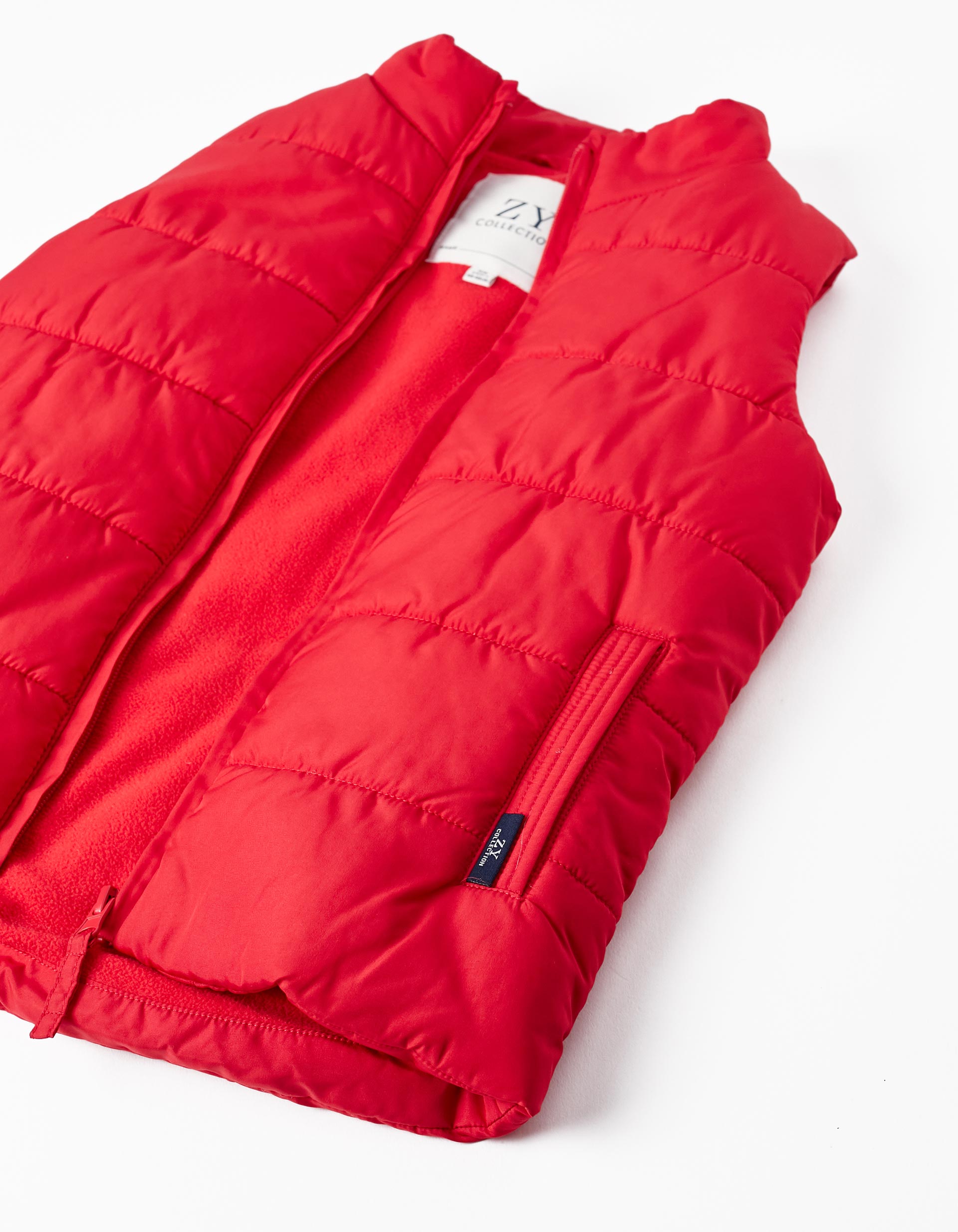 Chaleco Acolchado con Forro Polar para Niño, Rojo