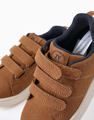 Baskets en suédine pour garçon 'ZY 1996', camel foncé