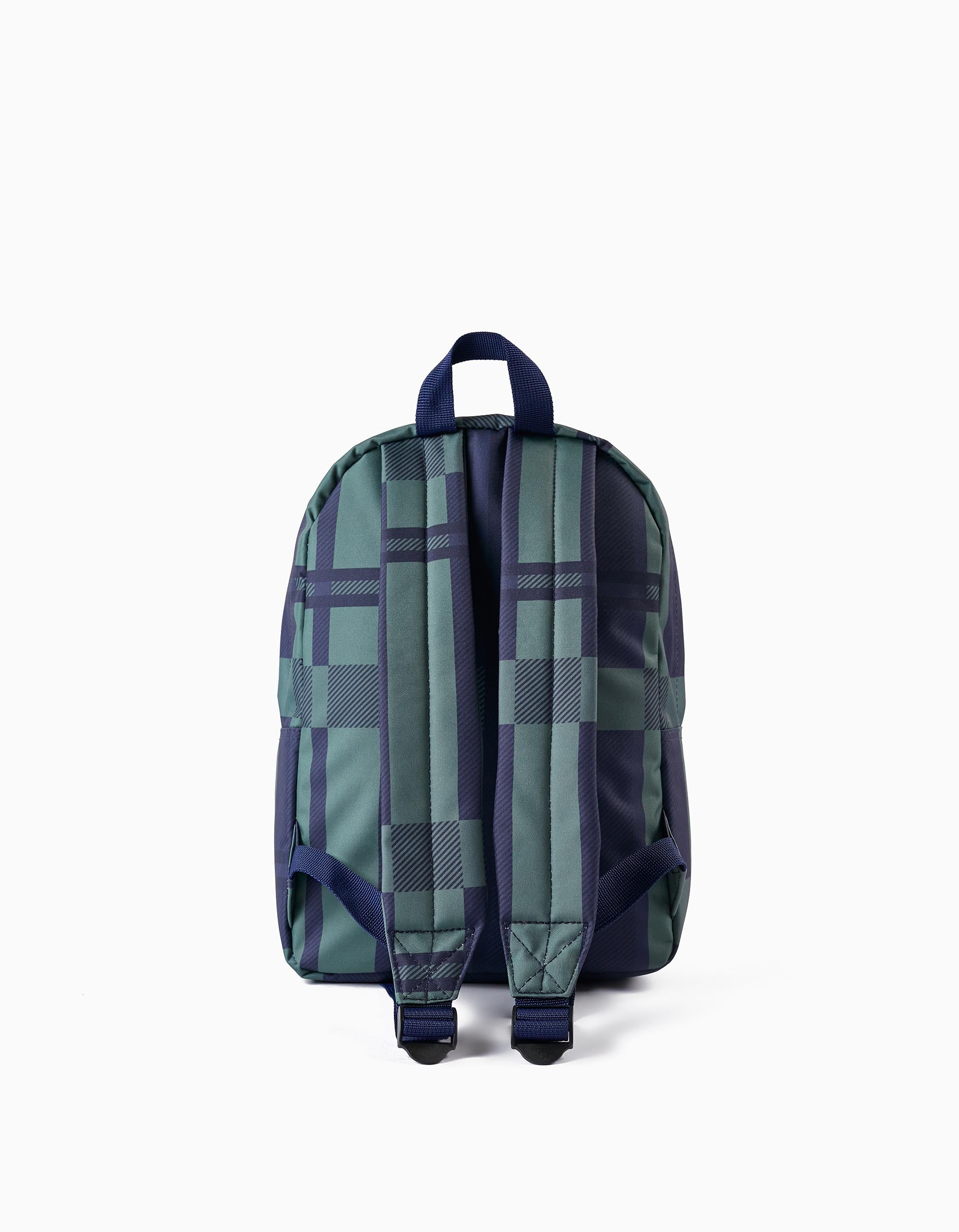 Sac à Dos à Carreaux pour Bébé et Garçon 'ZY', Bleu Foncé/Vert