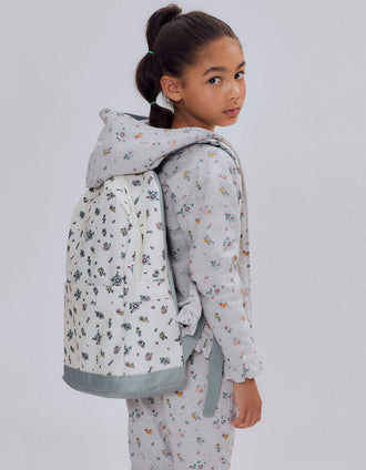 School Backpack for Girls 'Flowers', Beige