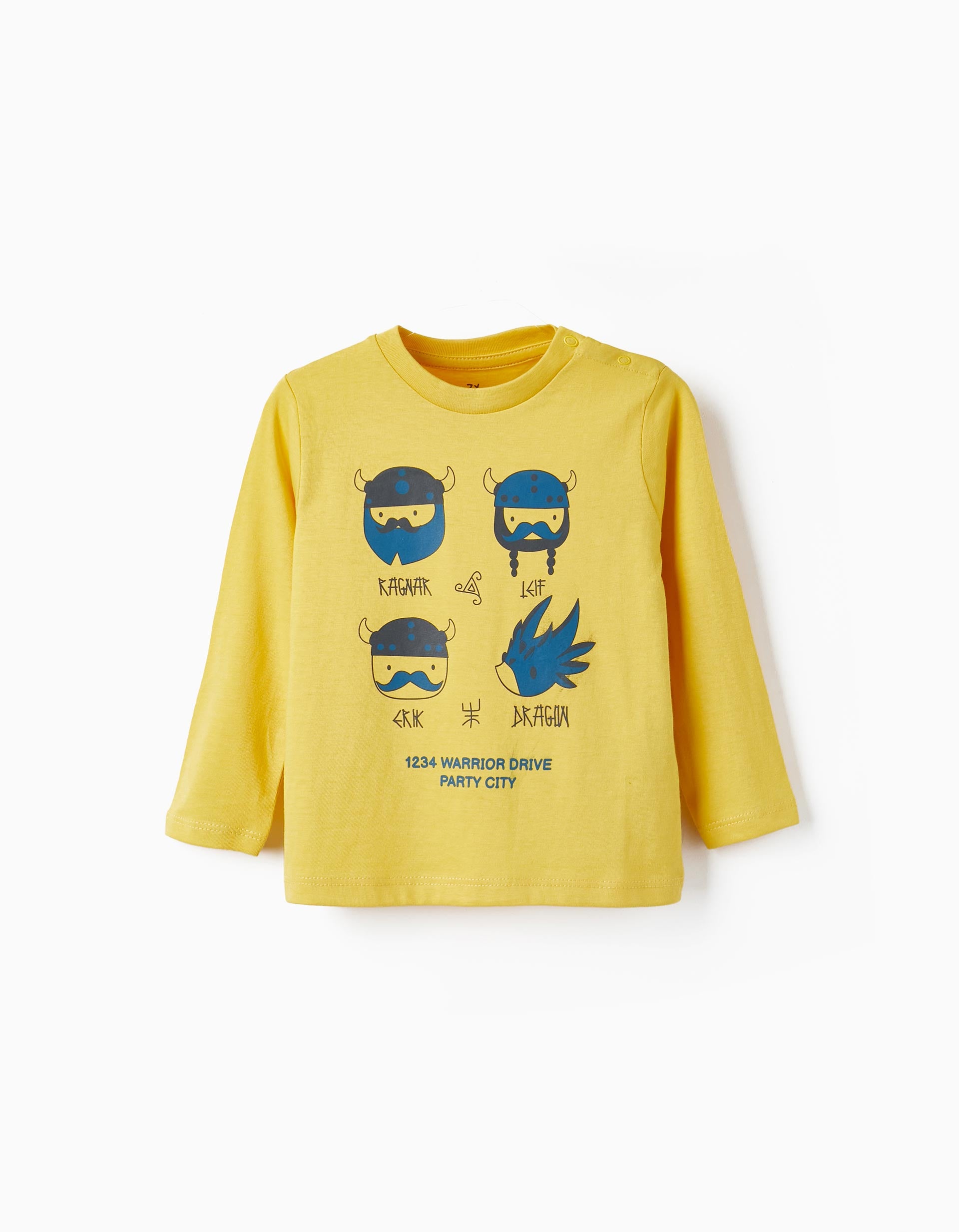 Long Sleeve Cotton T-Shirt for Baby Boys 'Warriors', Yellow