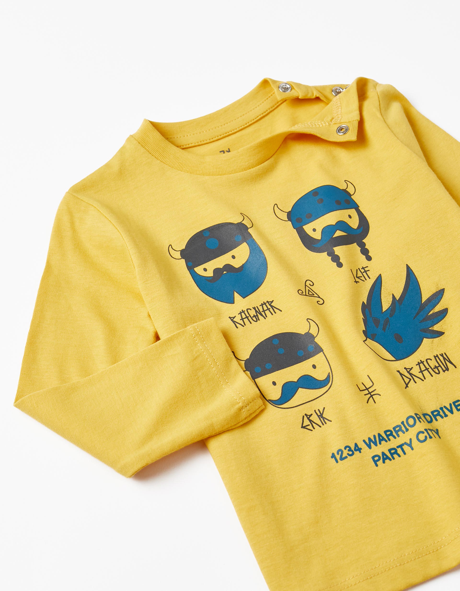 Long Sleeve Cotton T-Shirt for Baby Boys 'Warriors', Yellow