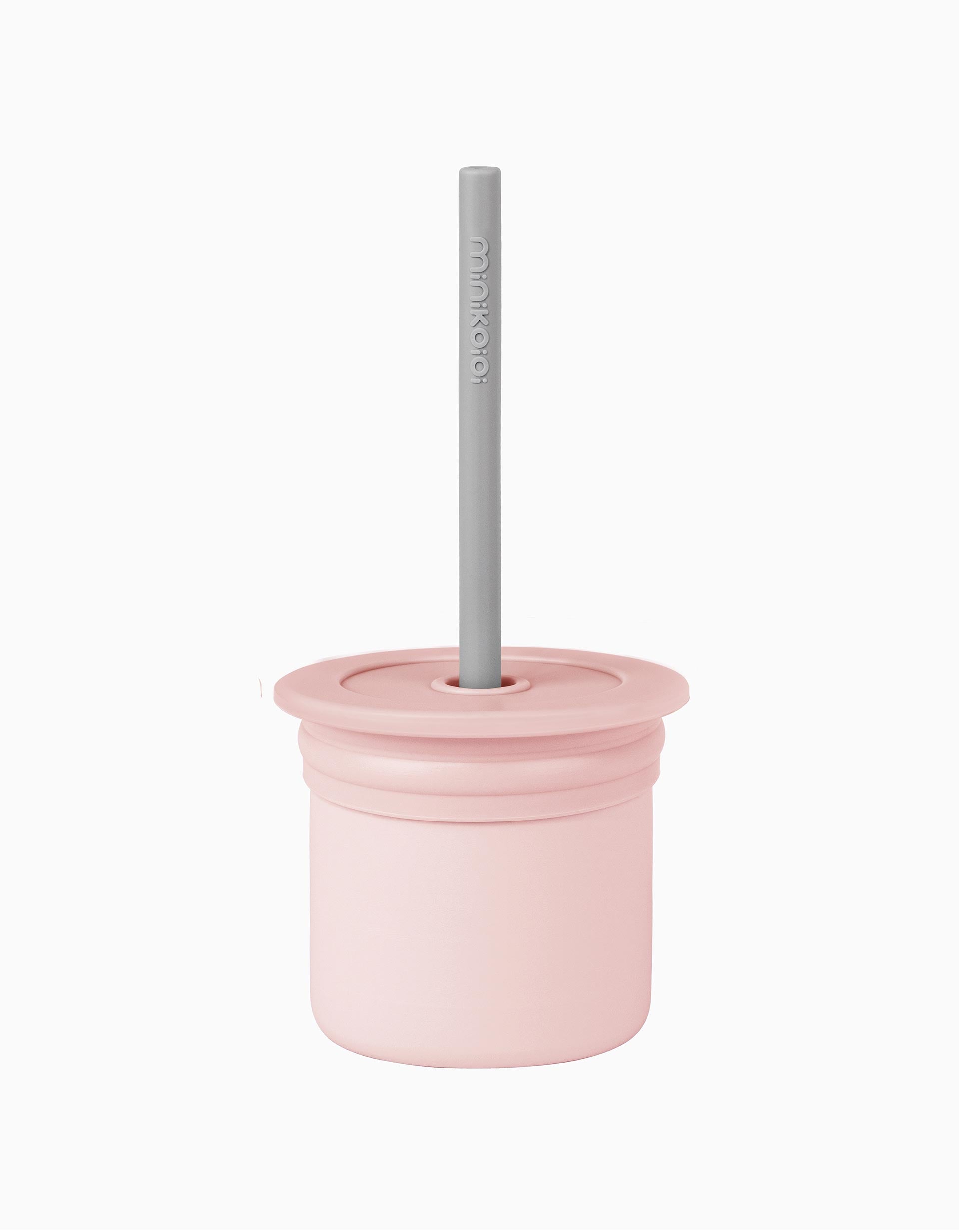 Vaso De Snack Con Pajita Rosa/Gris Minikoioi 6M+