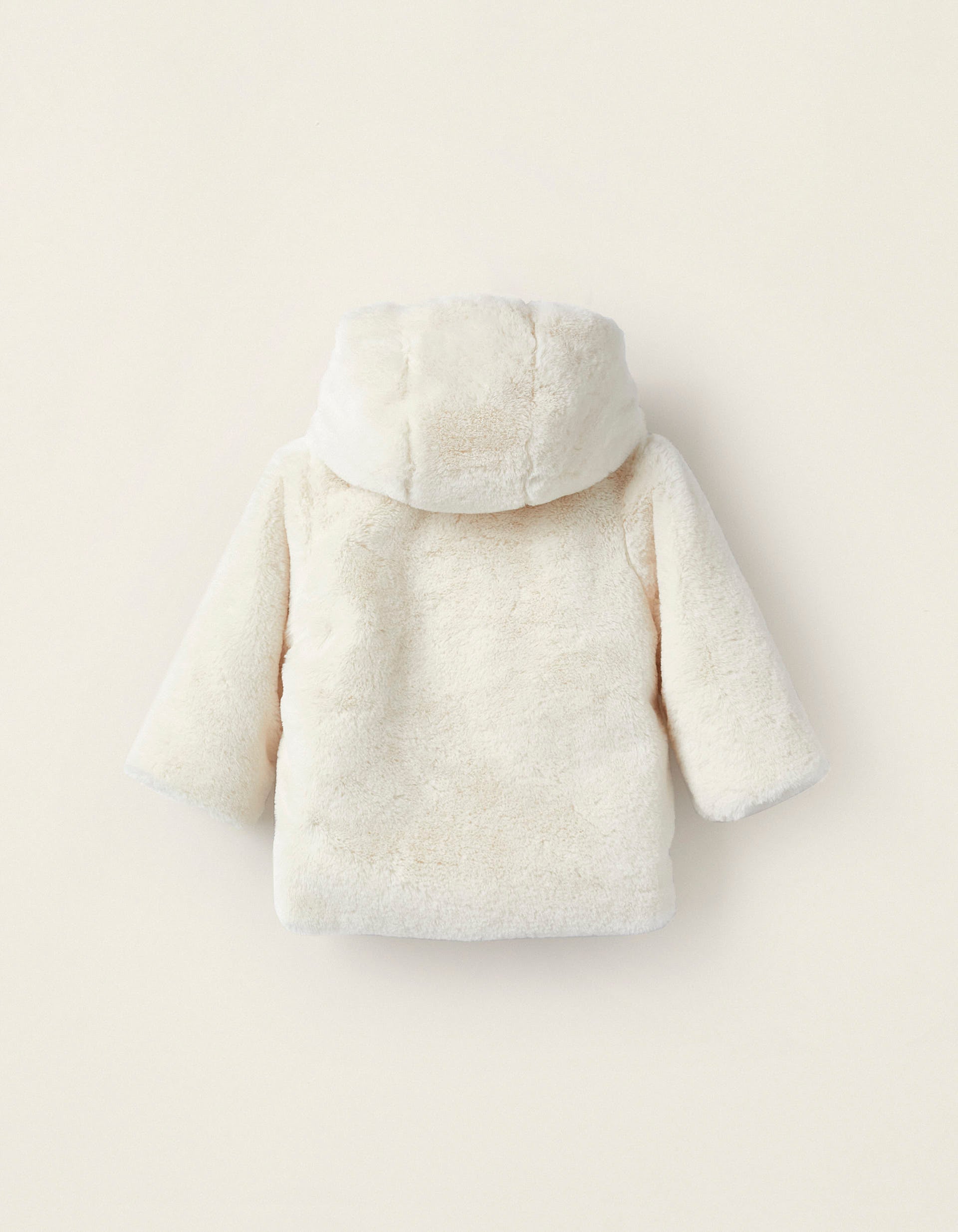 Reversible Hooded Jacket for Newborn Girls, White