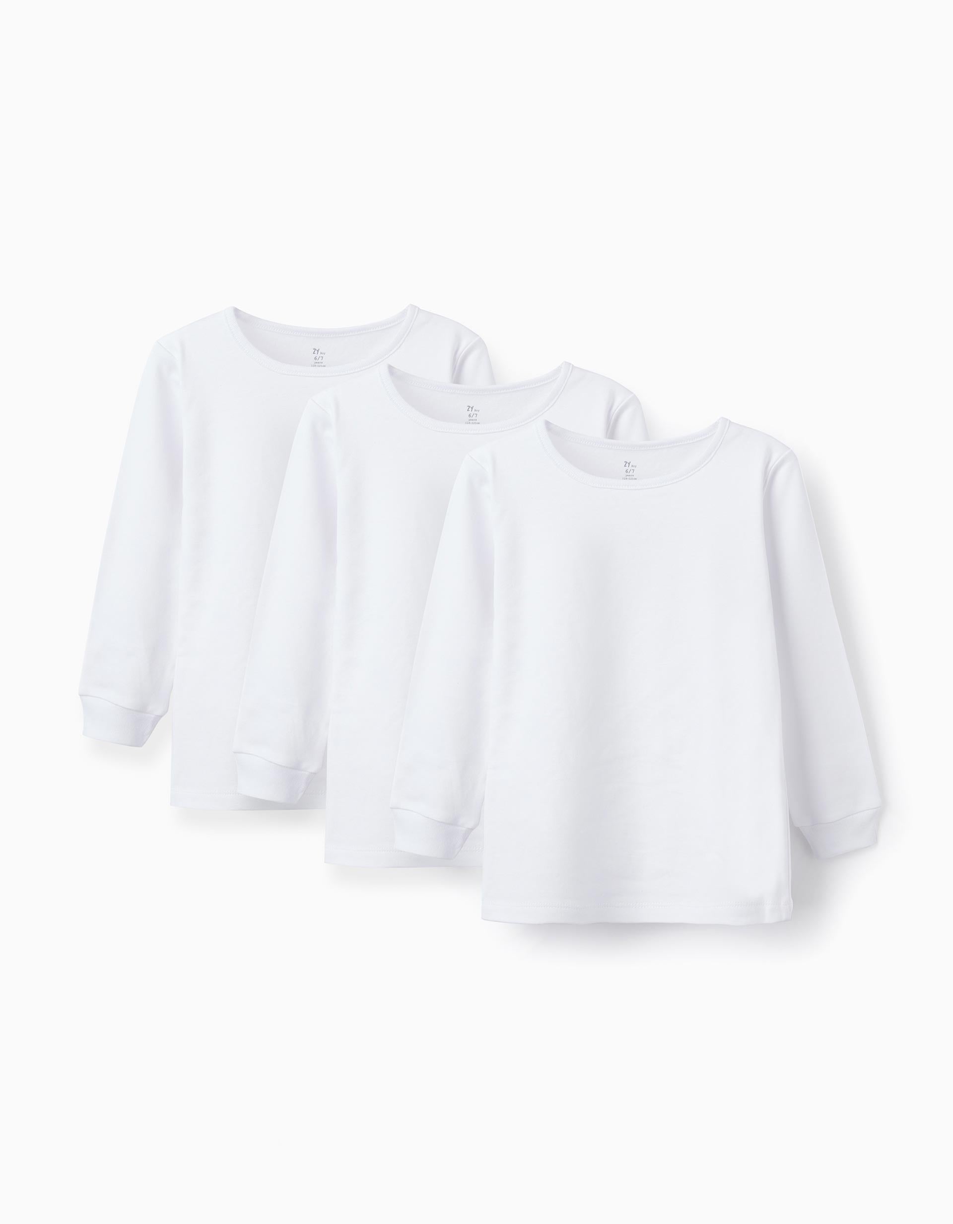 Pack de 3 Camisetas Interiores con Efecto Térmico para Niño, Blanco