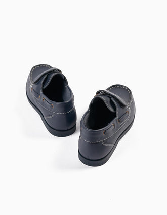 Mocassins em Pele para Menino, Azul Escuro