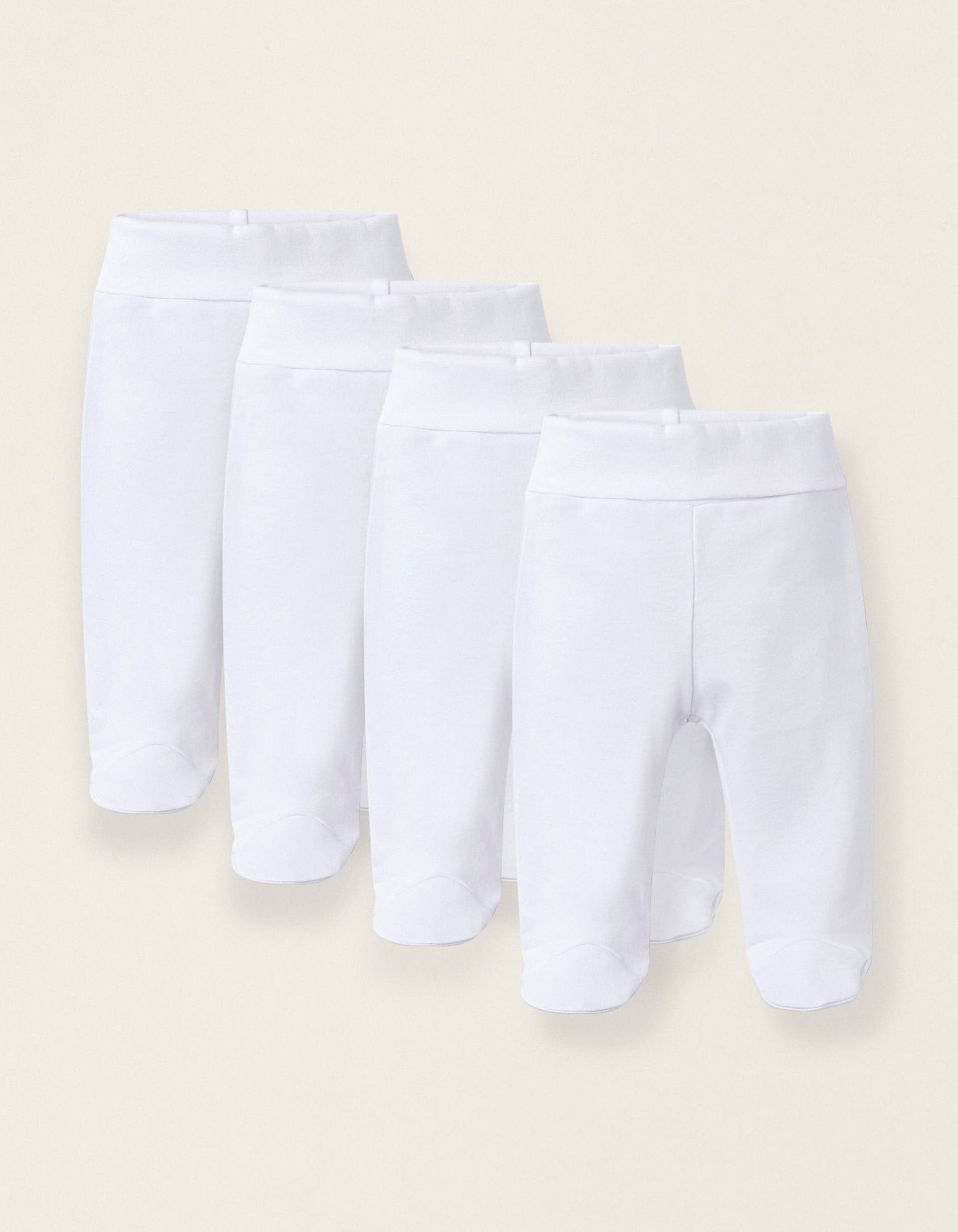 Pack 4 Pantalons avec Plis et Effet Thermique pour Nouveau-Né et Bébé, Blanc