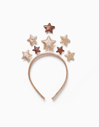 Bandolete com Estrelas e Purpurinas para Menina, Dourado