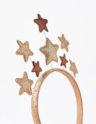 Bandolete com Estrelas e Purpurinas para Menina, Dourado