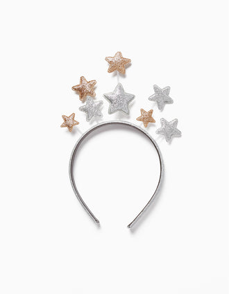 Bandolete com Estrelas e Purpurinas para Menina, Prateado