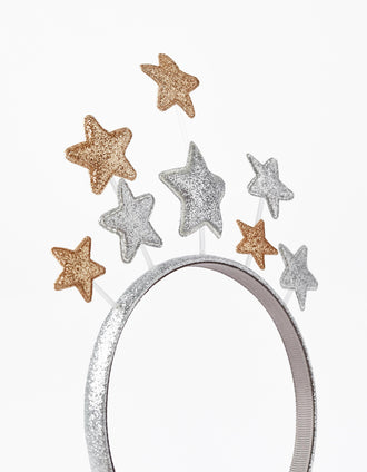 Bandolete com Estrelas e Purpurinas para Menina, Prateado