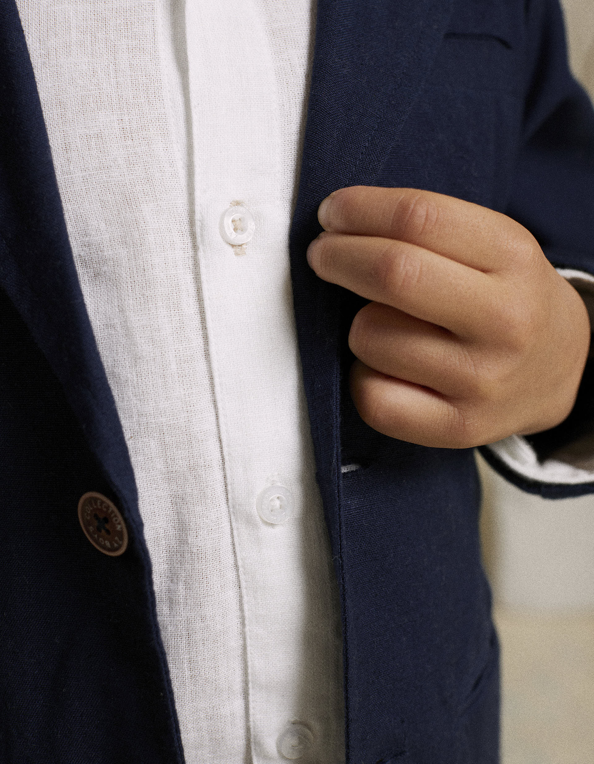 Camisa de Manga Larga Clásica para Niño, Blanco