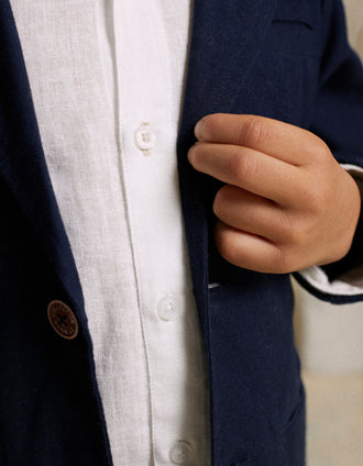 Camisa de Manga Comprida Clássica para Menino, Branco