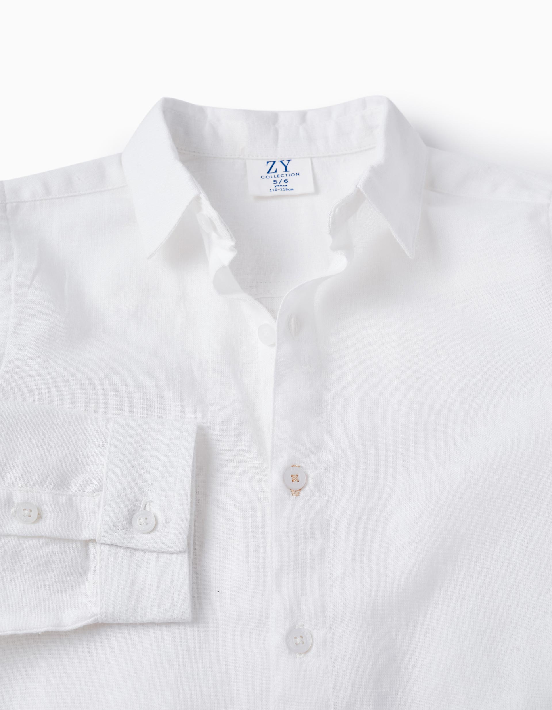 Chemise à manches longues classique pour garçon, Blanc