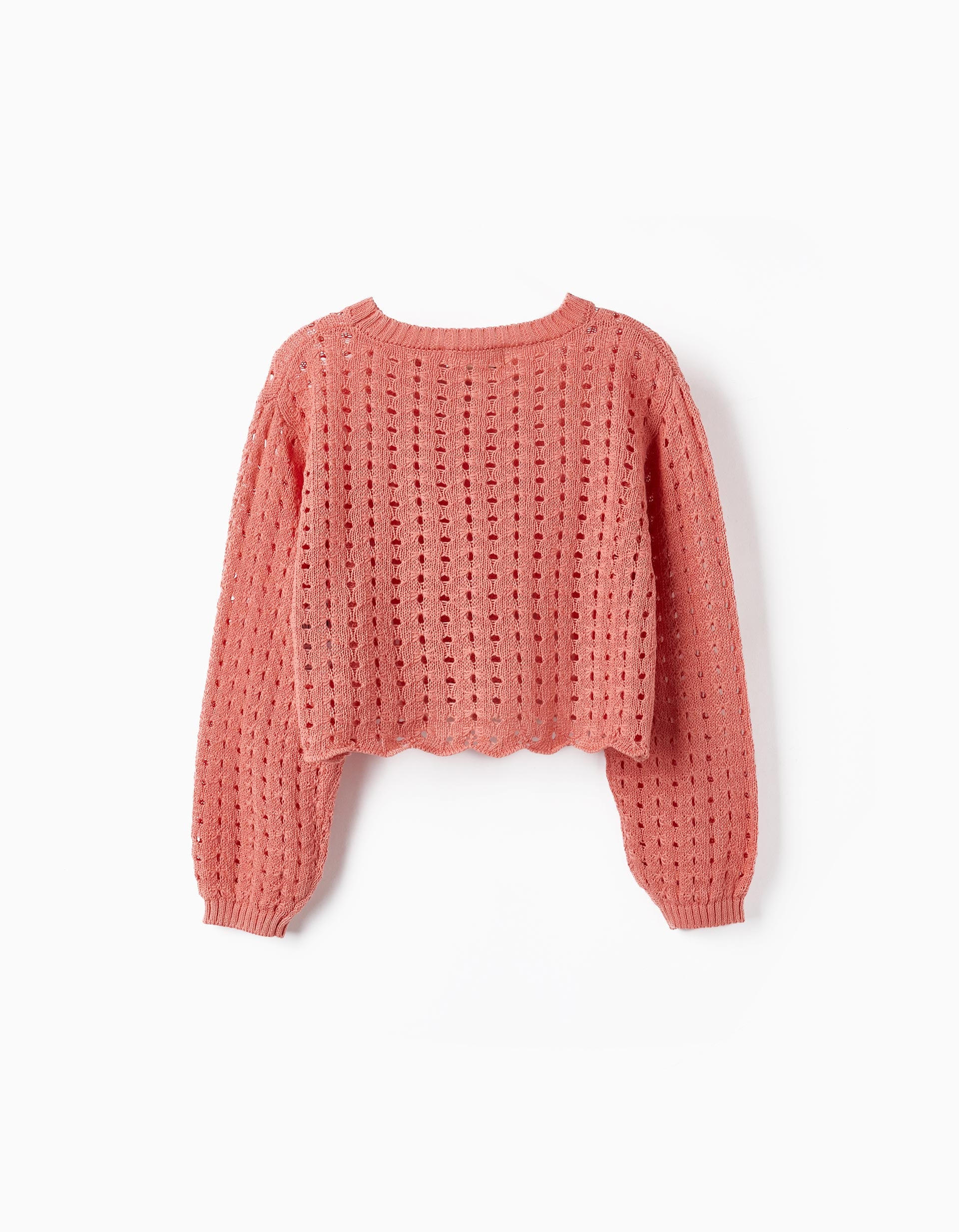 Pull en Maille en Coton pour Fille, Saumon