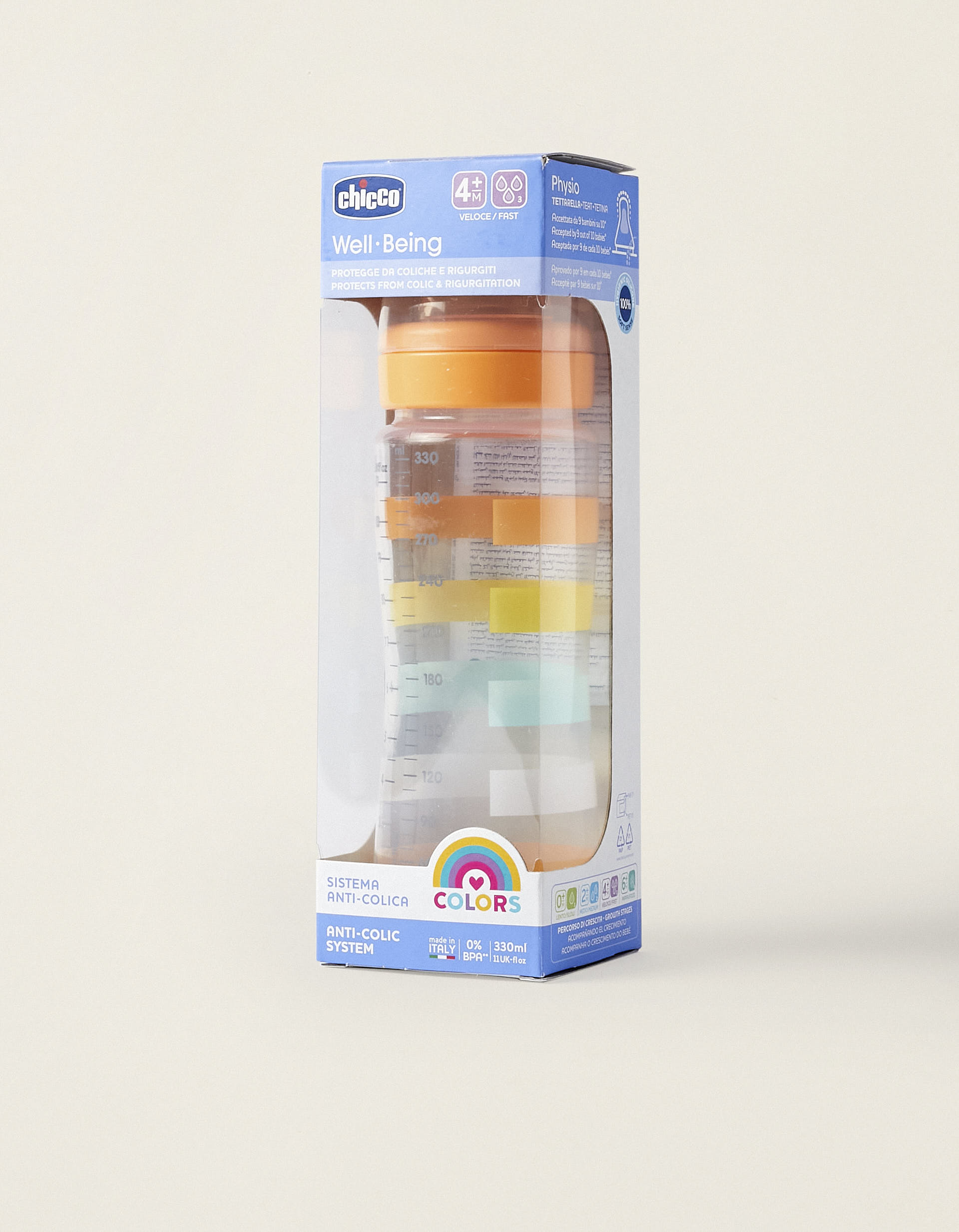 Bottle Wb Neutral 330Ml Sil Chicco 4M+