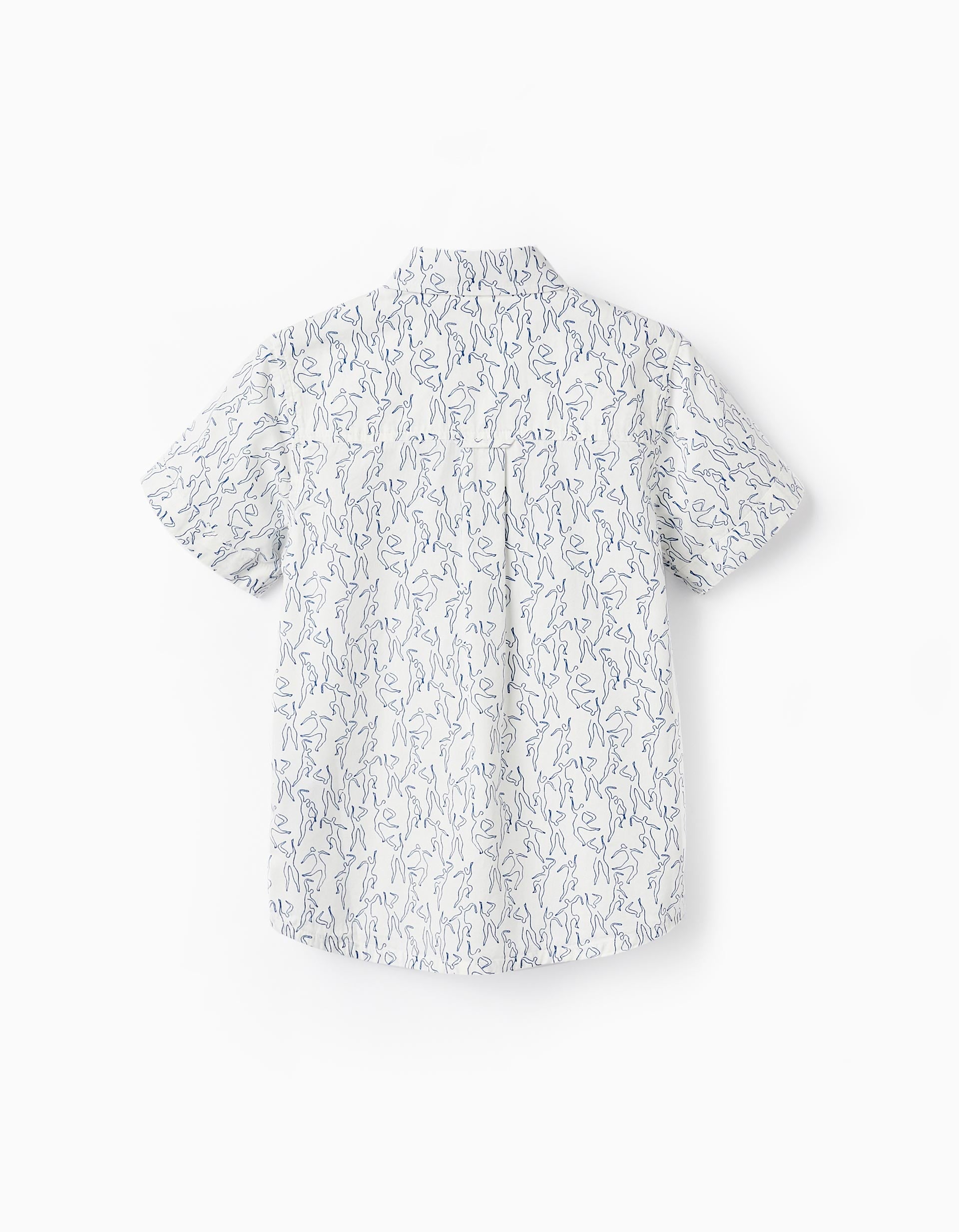 Camisa de Manga Corta en Algodón para Niño 'You&Me', Blanco/Azul