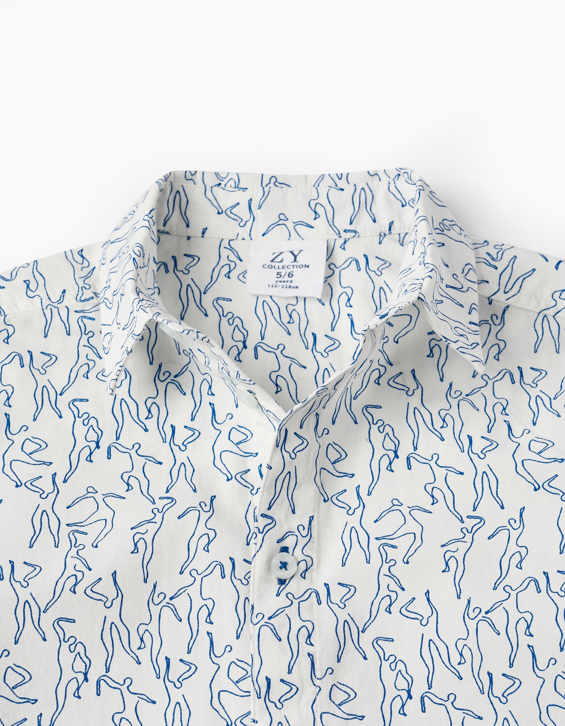 Camisa de Manga Corta en Algodón para Niño 'You&Me', Blanco/Azul