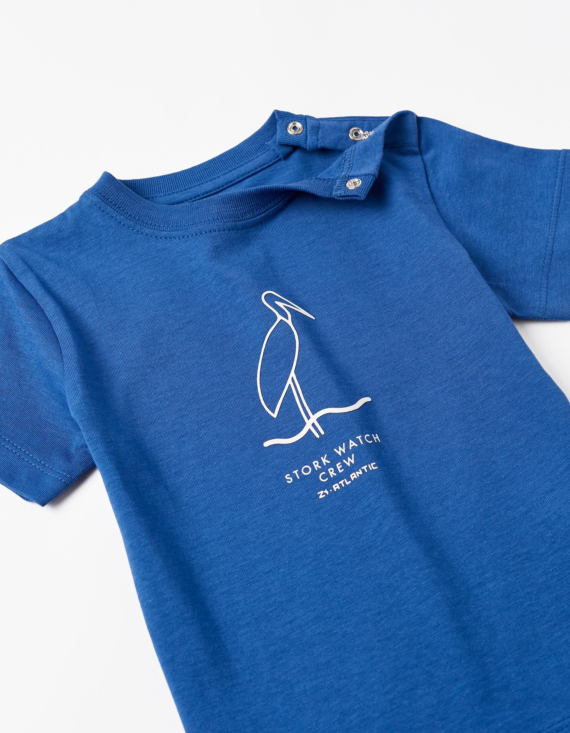 T-shirt en coton pour bébé garçon 'Stork Watch Crew', Bleu