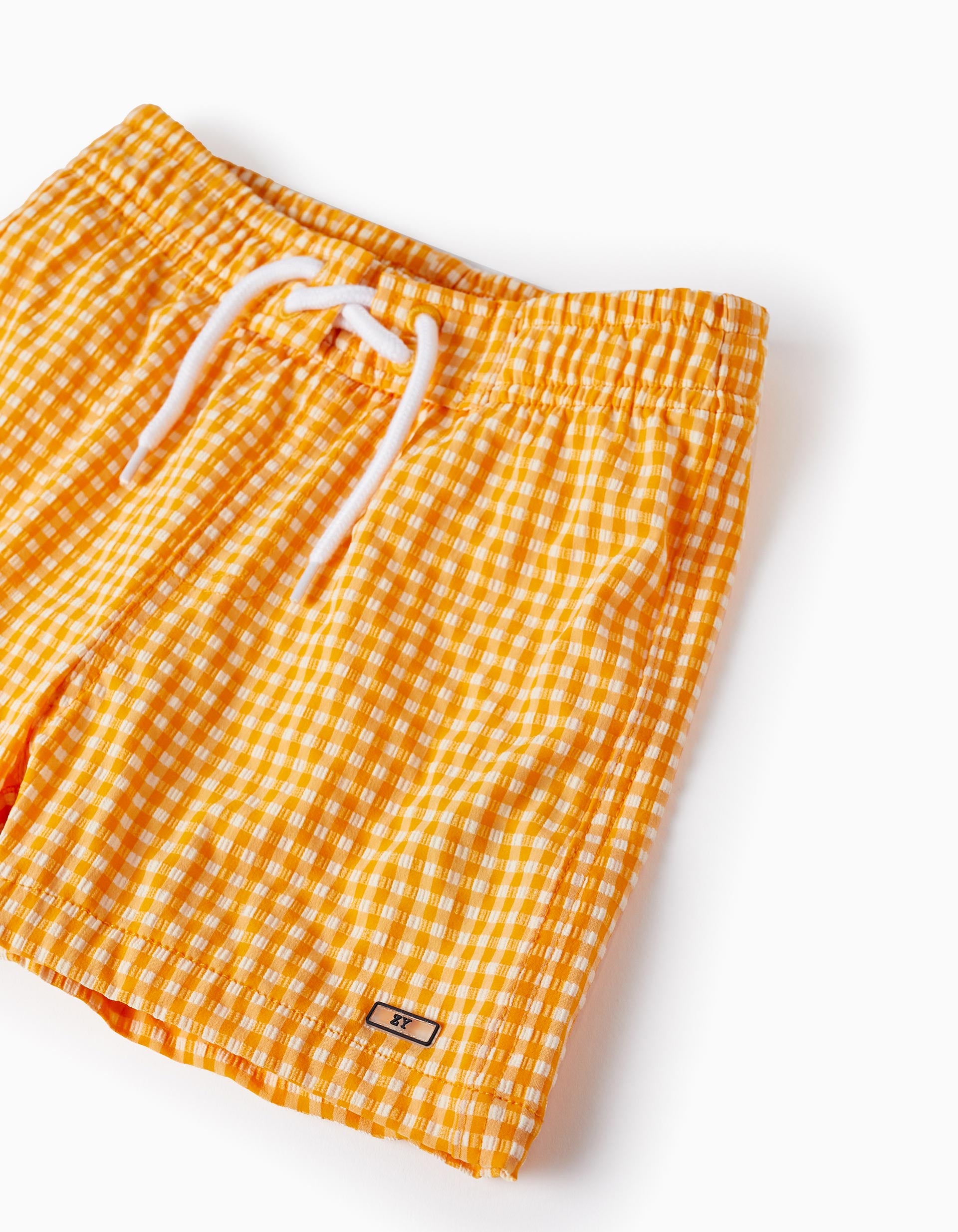 Swim Shorts with Vichy Pattern for Boys, Yellow