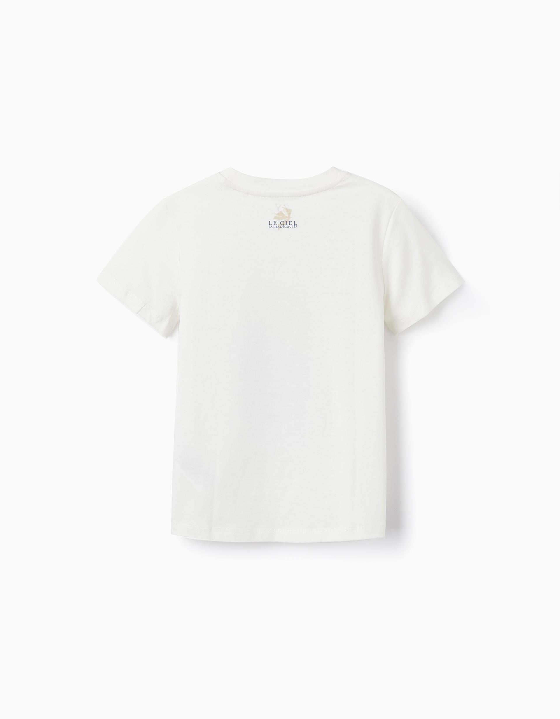 Short Sleeve T-Shirt in Cotton for Girls 'Le Ciel', White