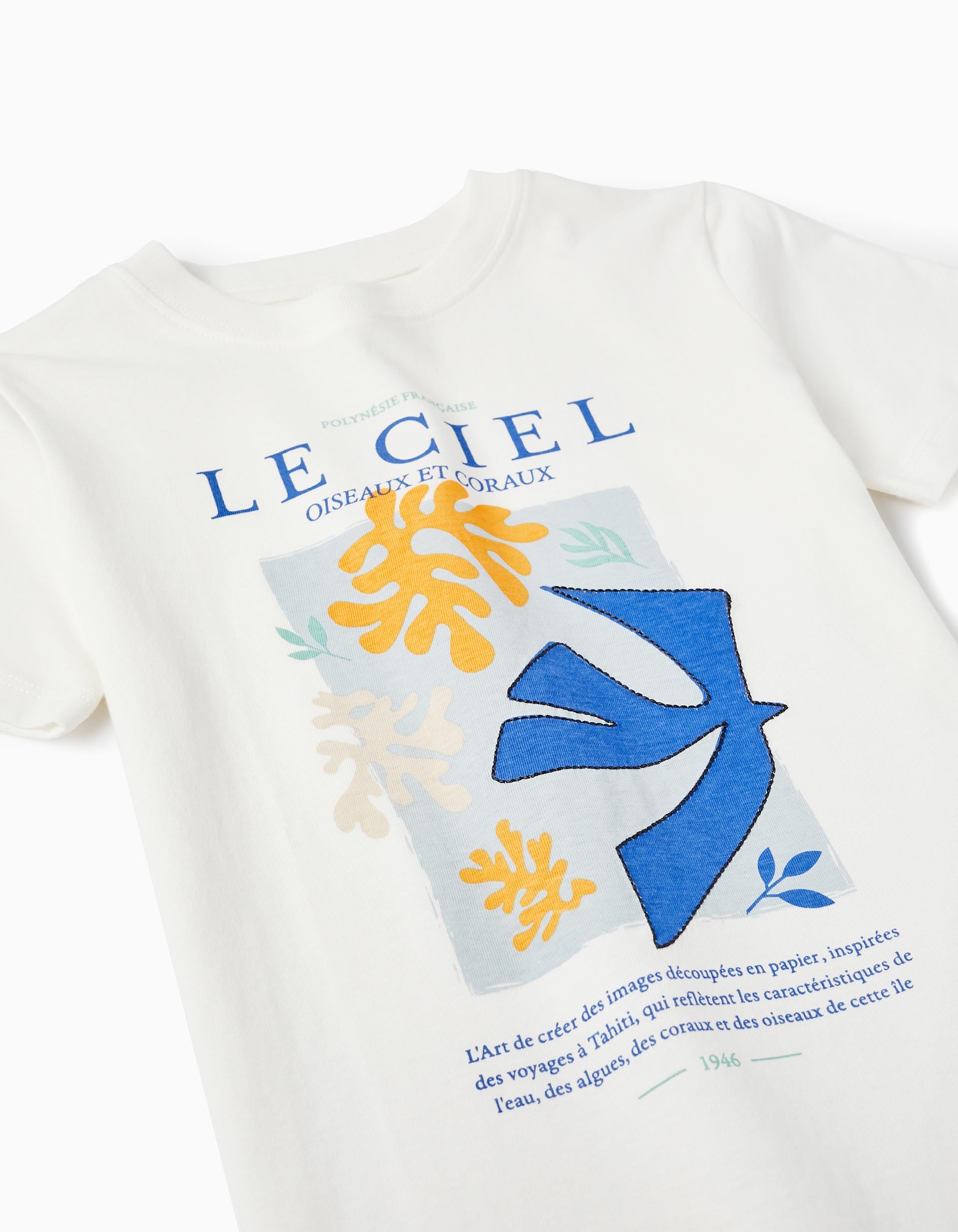 Short Sleeve T-Shirt in Cotton for Girls 'Le Ciel', White