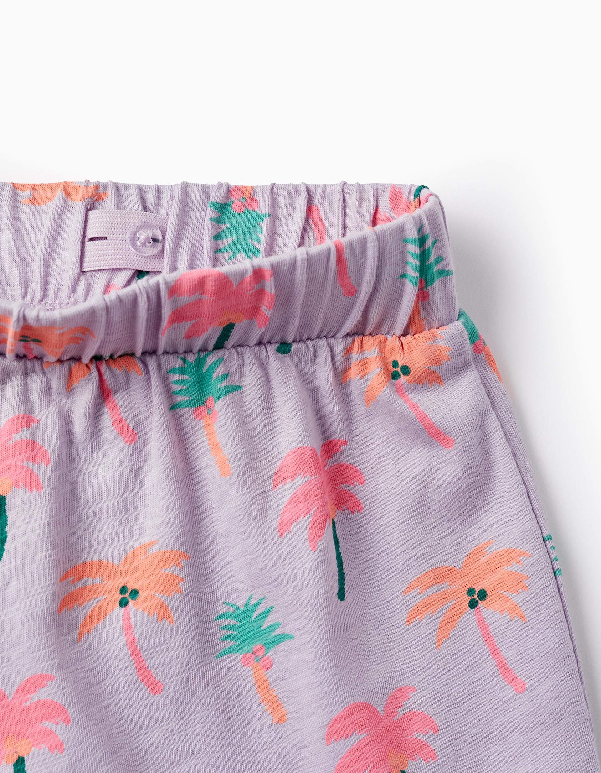 Shorts En Jersey De Coton Pour Fille, 'Palmiers', Lilas