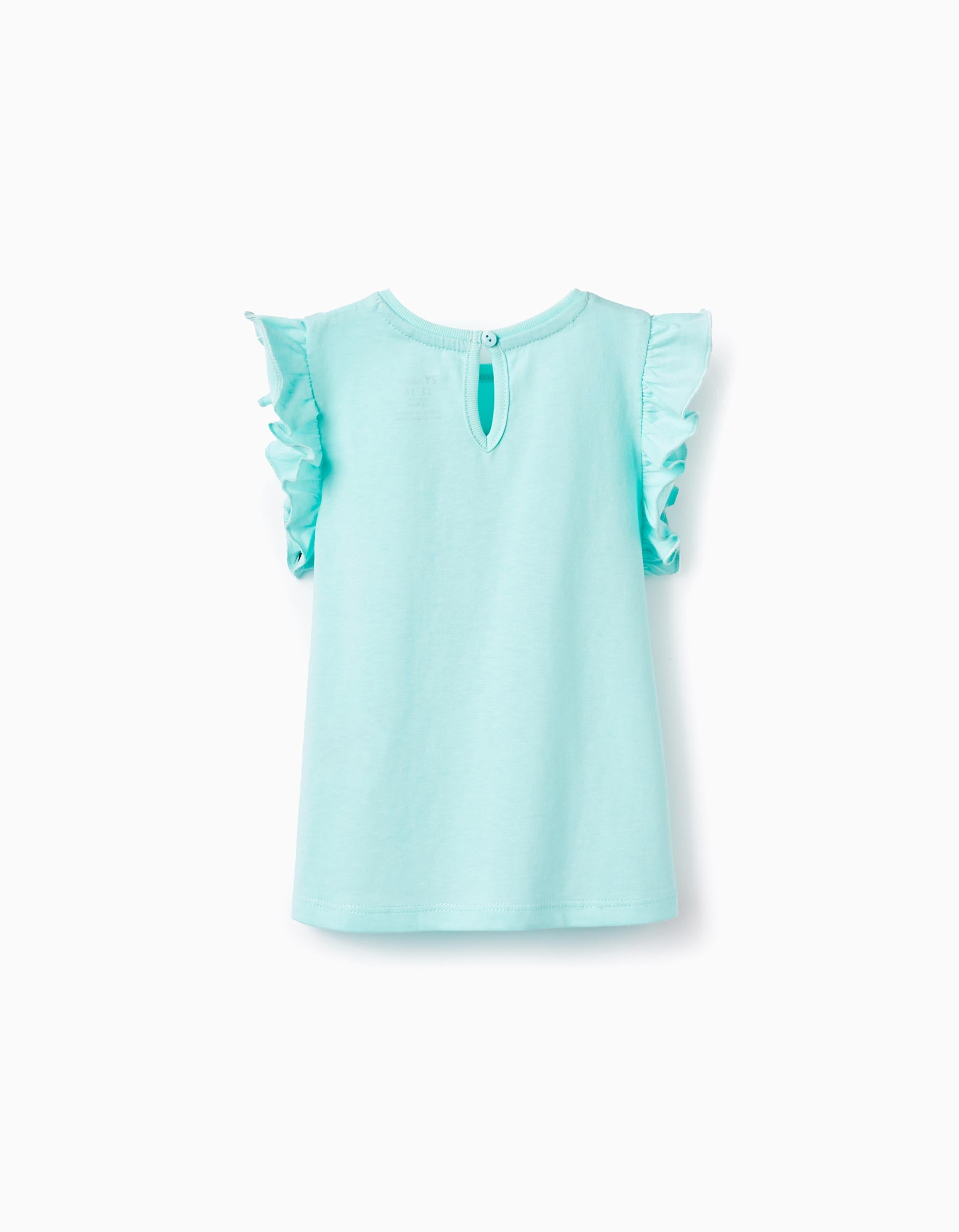 2 T-Shirts En Coton Pour Bébé Fille 'Palmiers', Blanc/Vert D'Eau