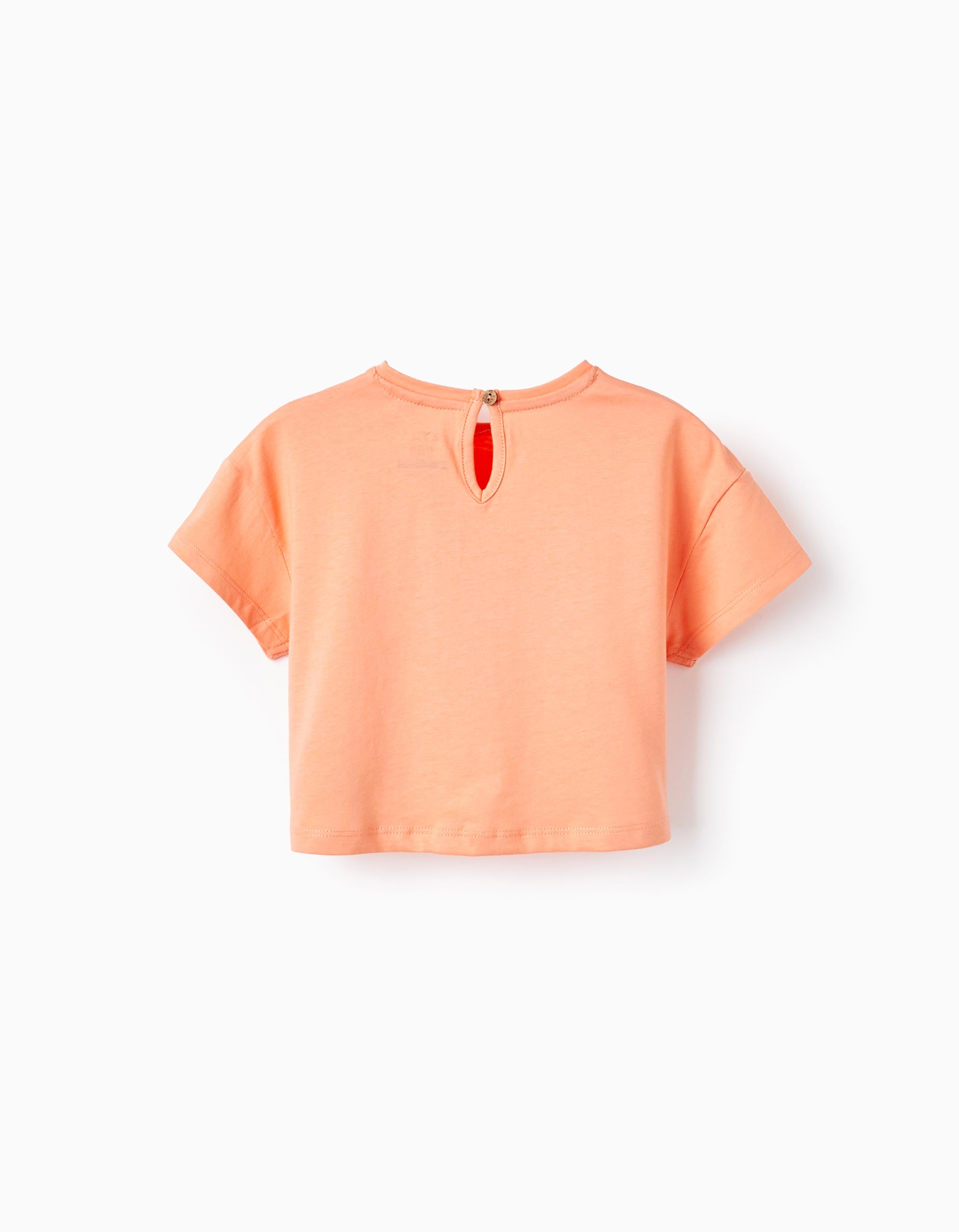 T-shirt Court en Coton pour Bébé Fille 'Coquillage', Corail