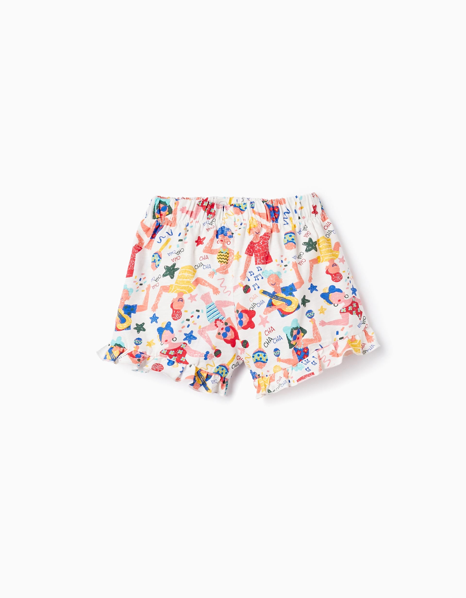 Shorts de Algodón Estampados para Niña 'Cuba', Blanco