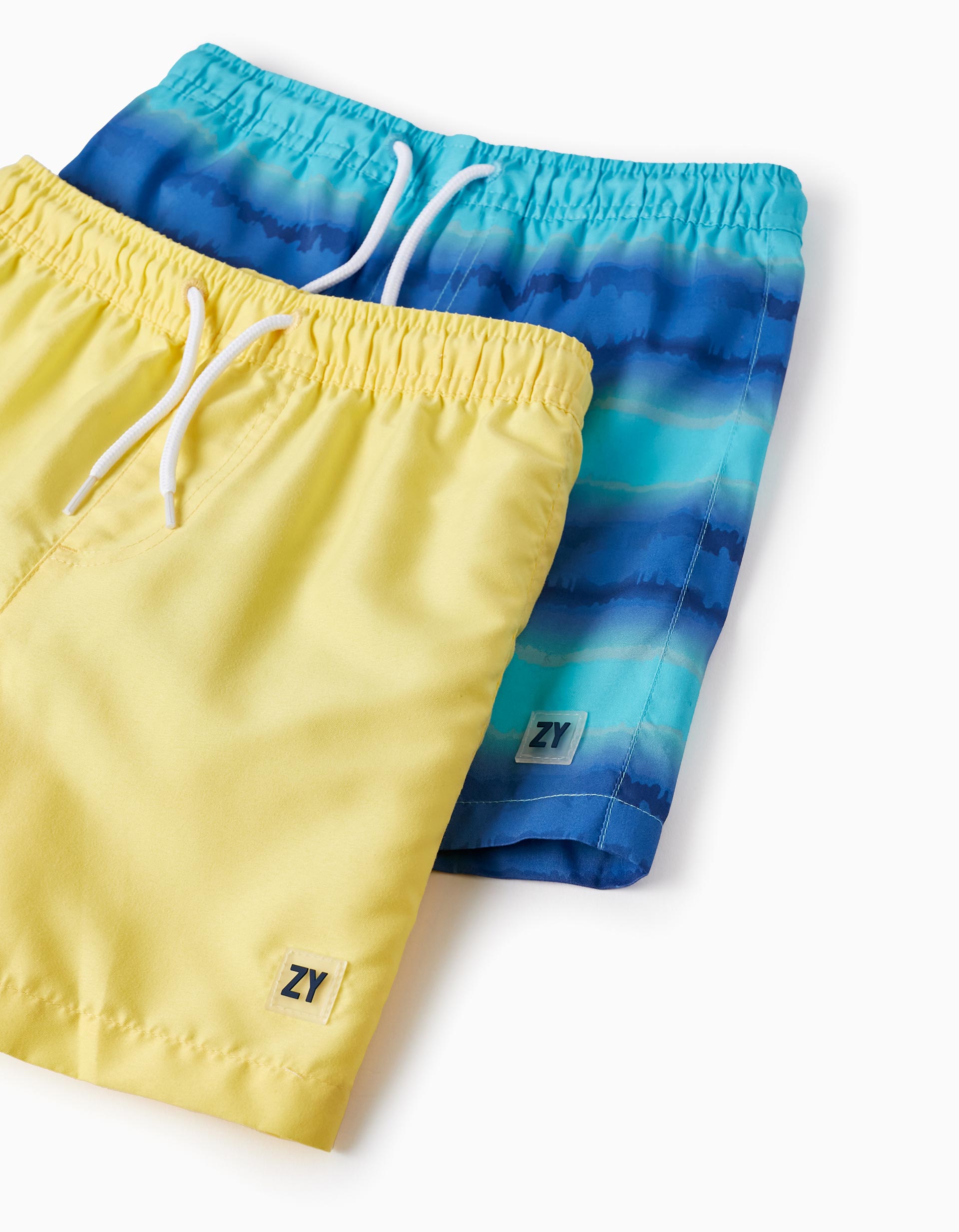 2 Swim Shorts for Boys, Yellow/Blue