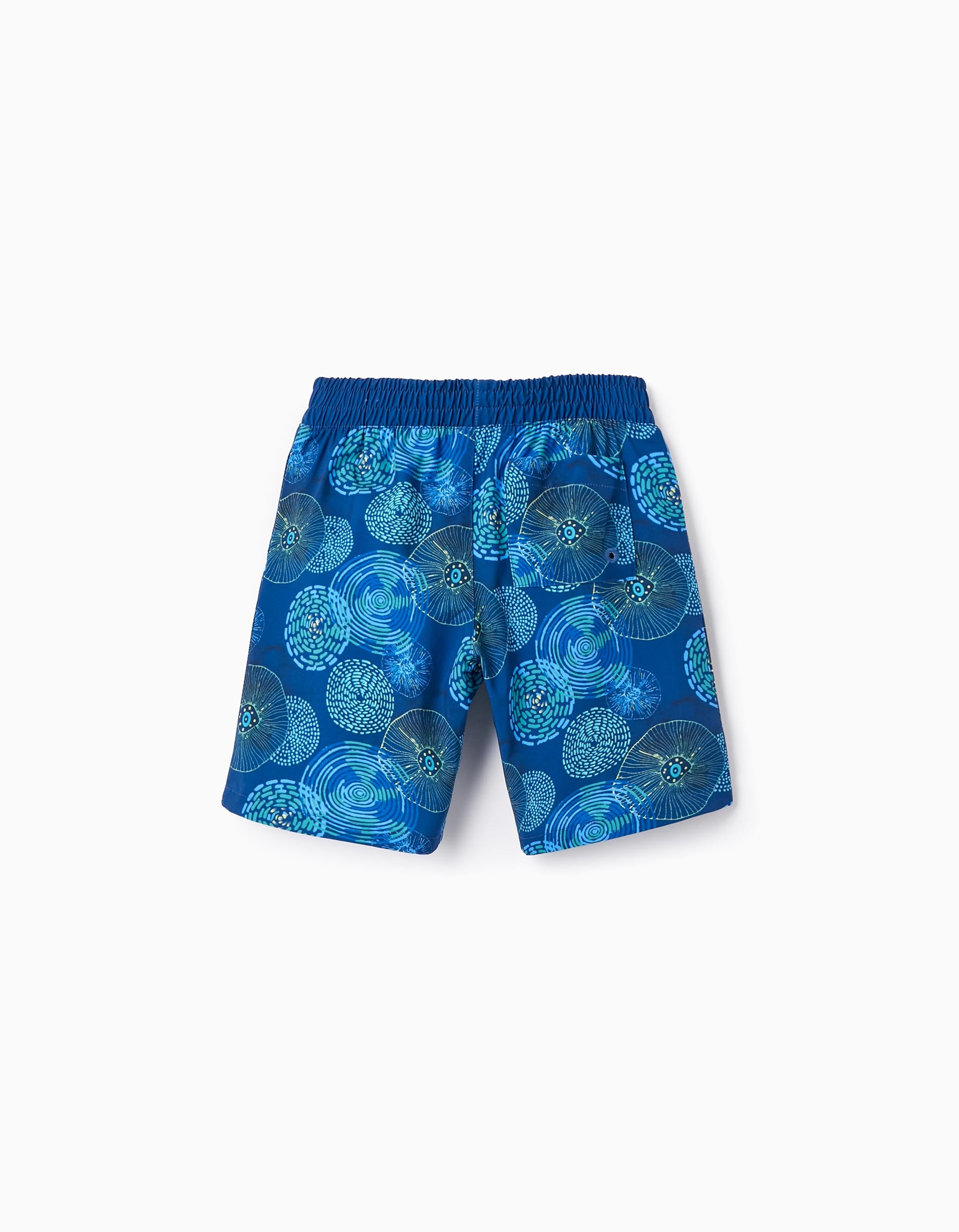 UPF 80 Swim Shorts with Pattern for Boys, Dark Blue