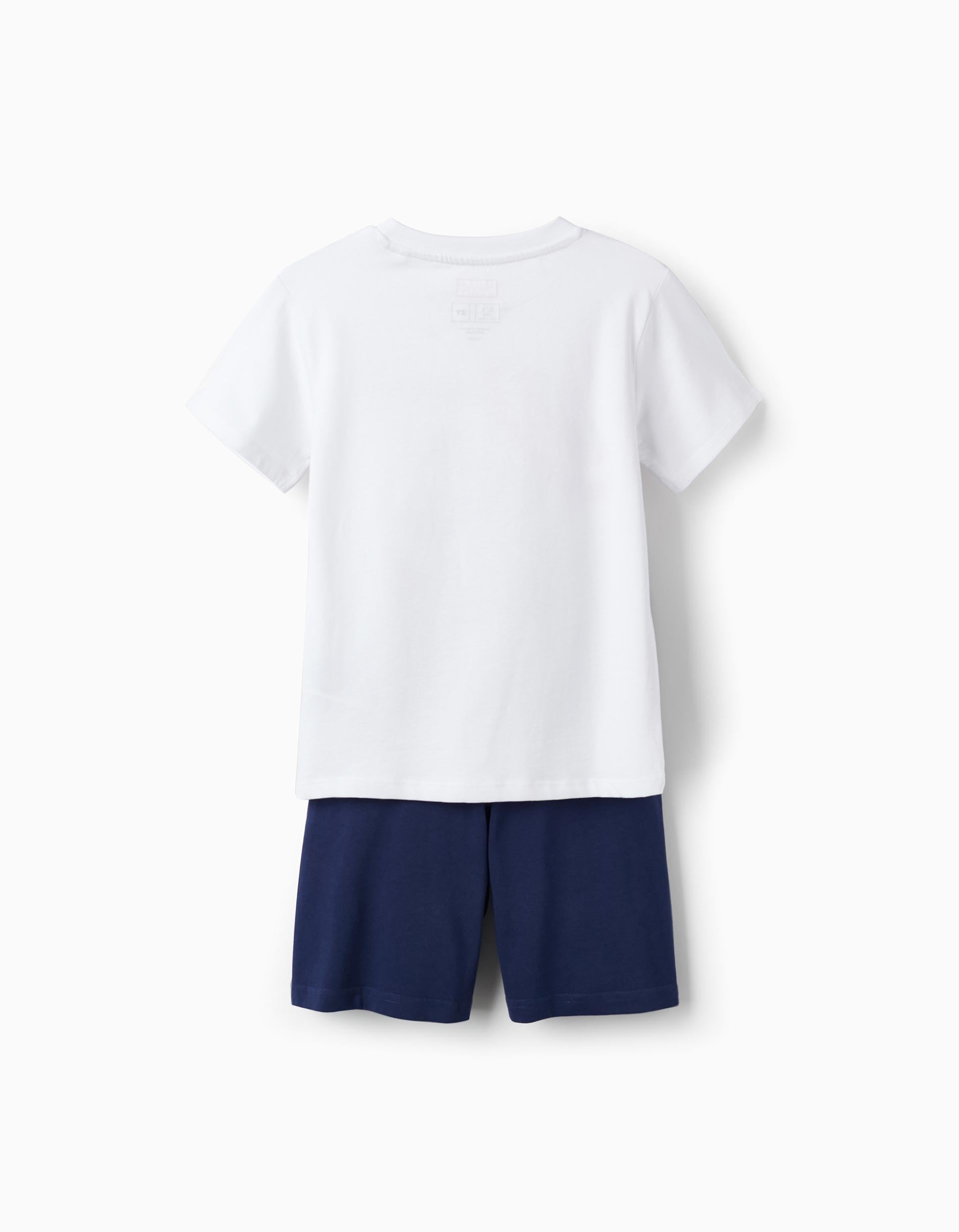 Camiseta + Pantalones cortos para Niño 'Capitán América', Blanco/Azul