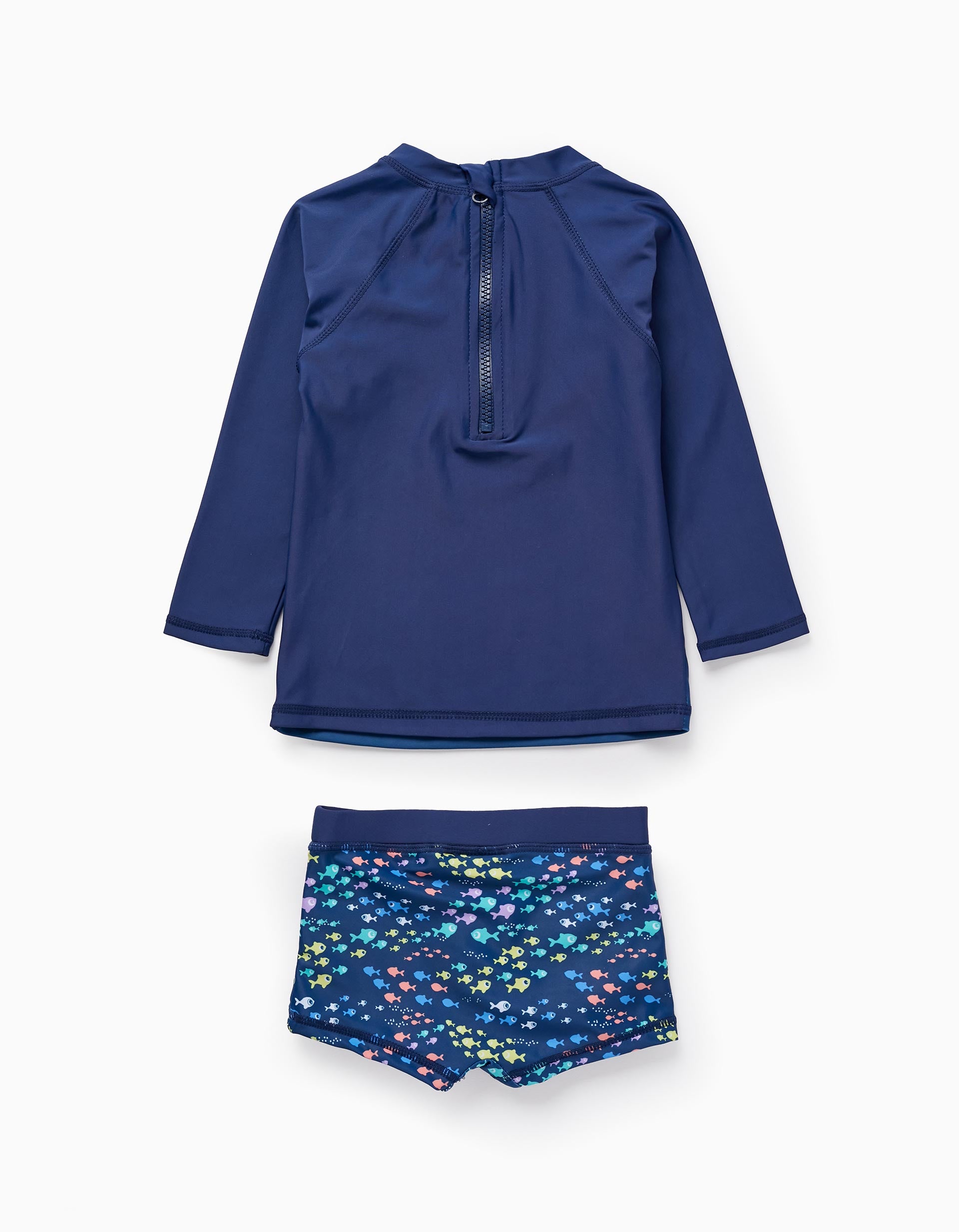 Camiseta + Bañador Shorts  UPF80 para Bebé Niño 'Peixe', Azul