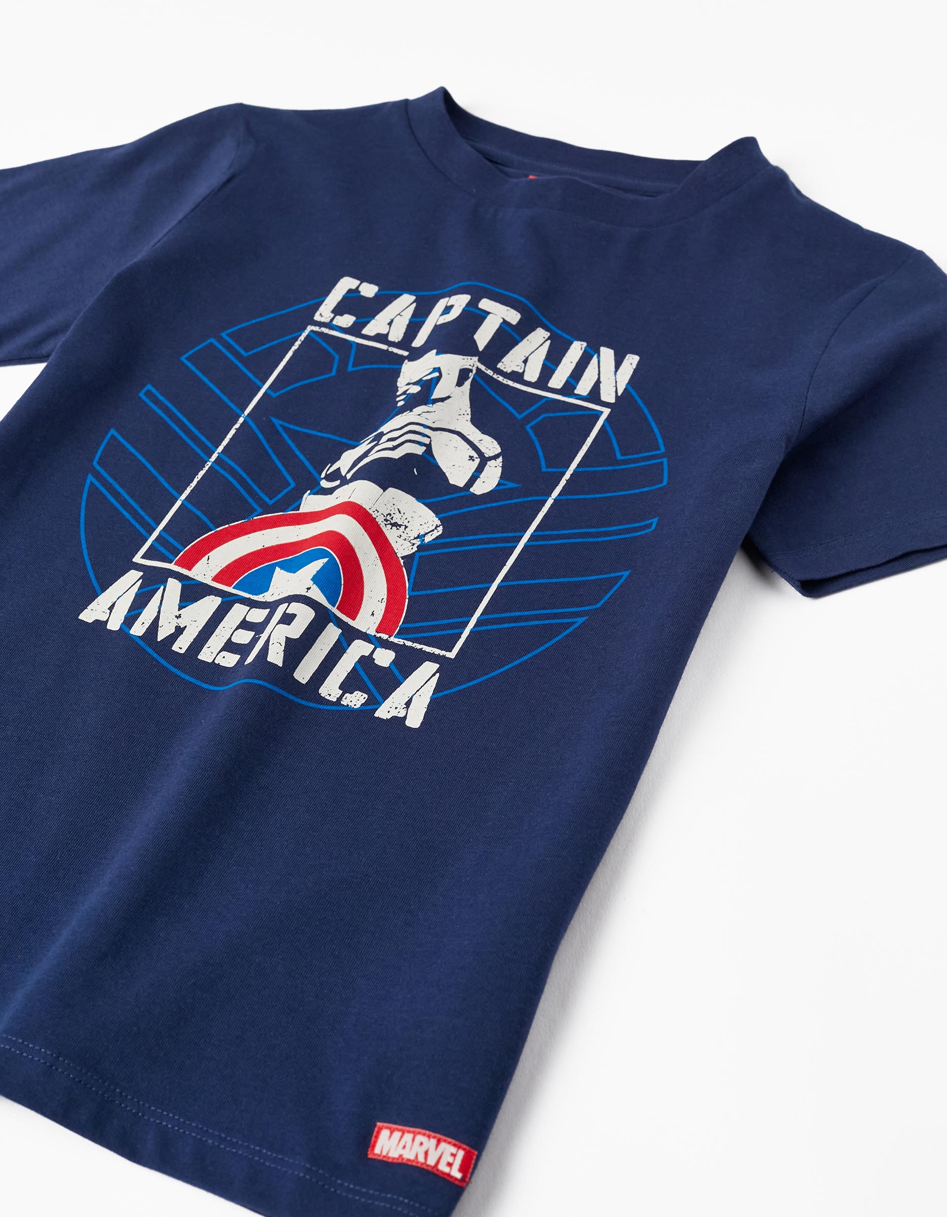 T-Shirt de Algodão para Menino 'Capitão América - Sam Wilson', Azul Escuro