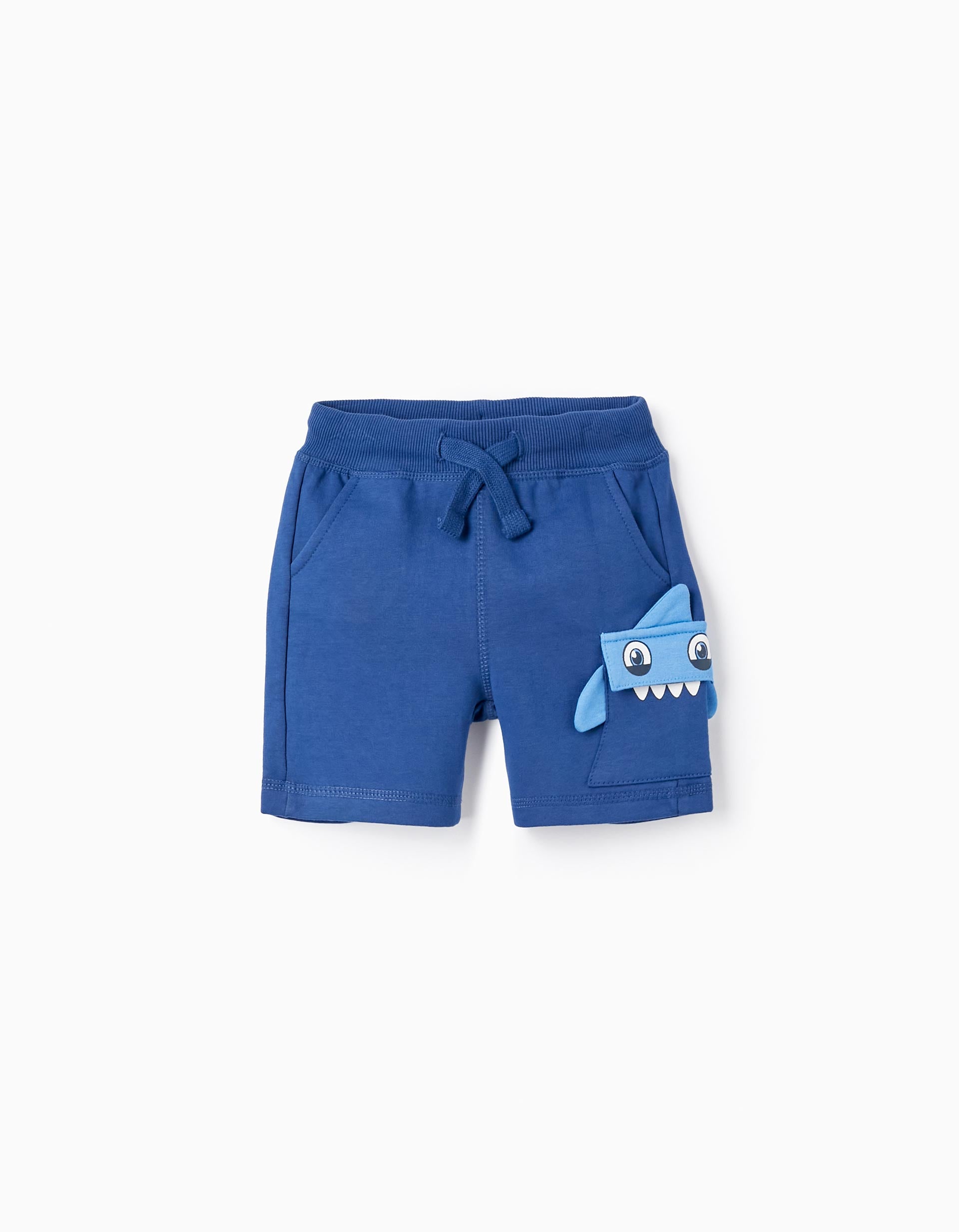 Short En Coton Pour Bébé Garçon 'Requin', Bleu Foncé