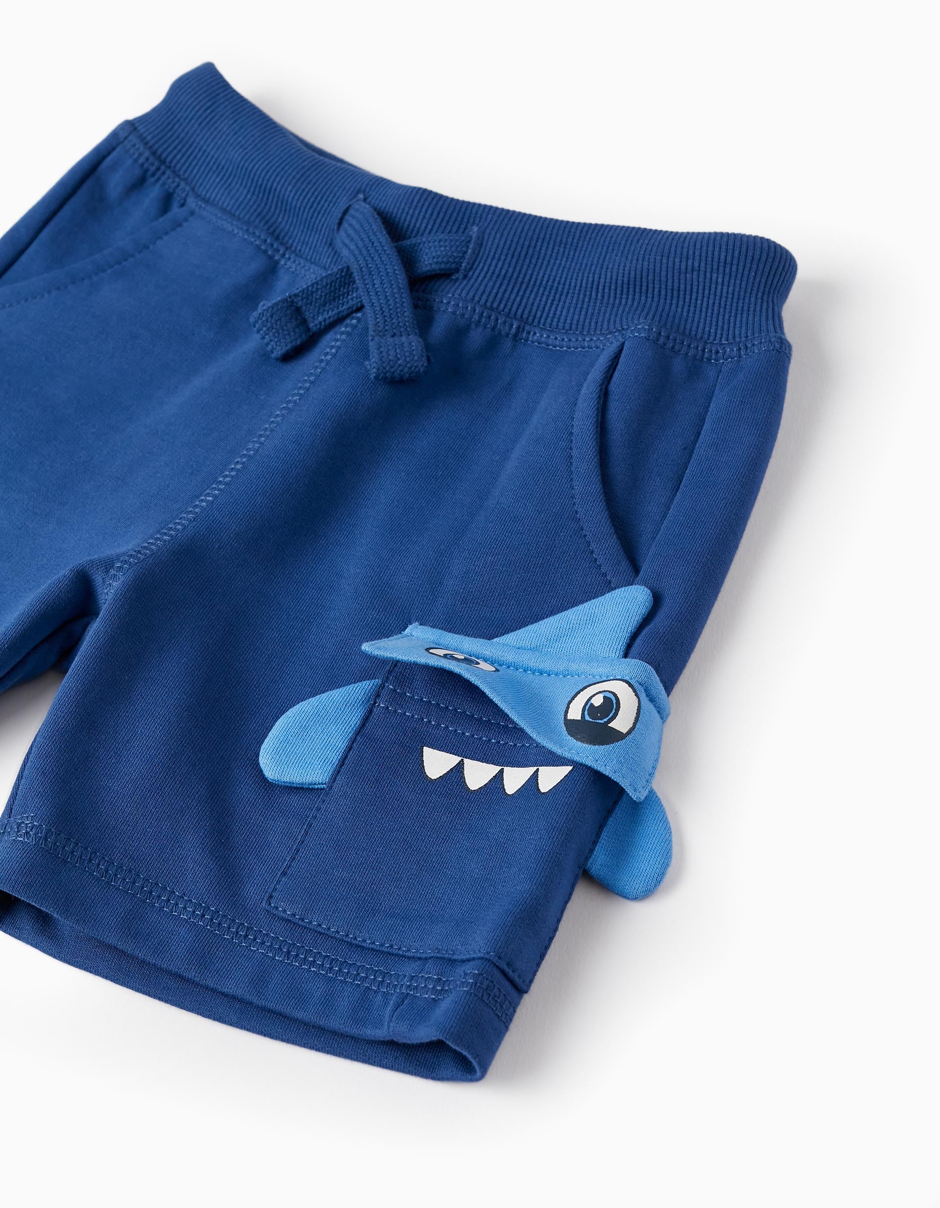 Short En Coton Pour Bébé Garçon 'Requin', Bleu Foncé