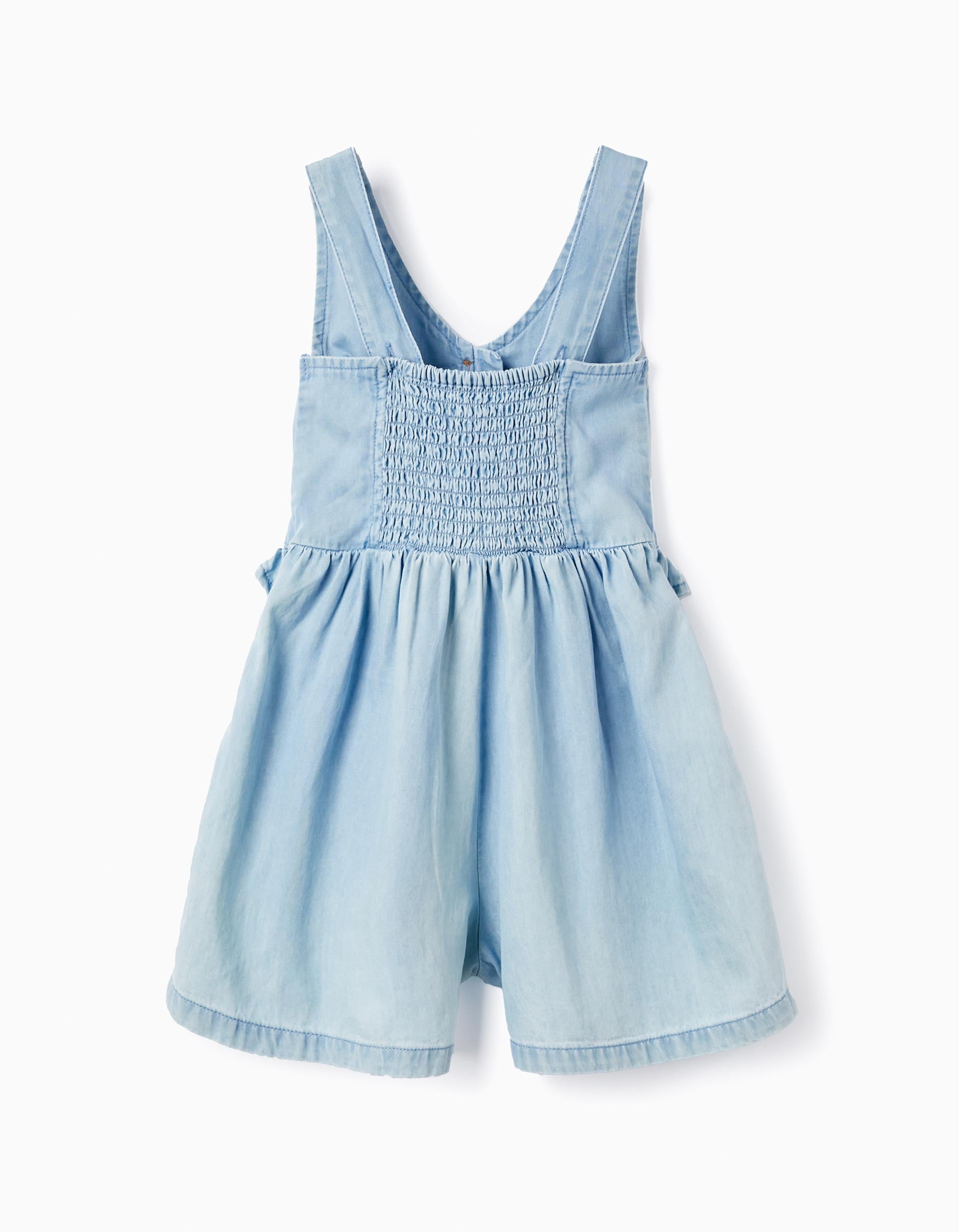 Light Denim Jumpsuit in Cotton for Girls, Light Blue