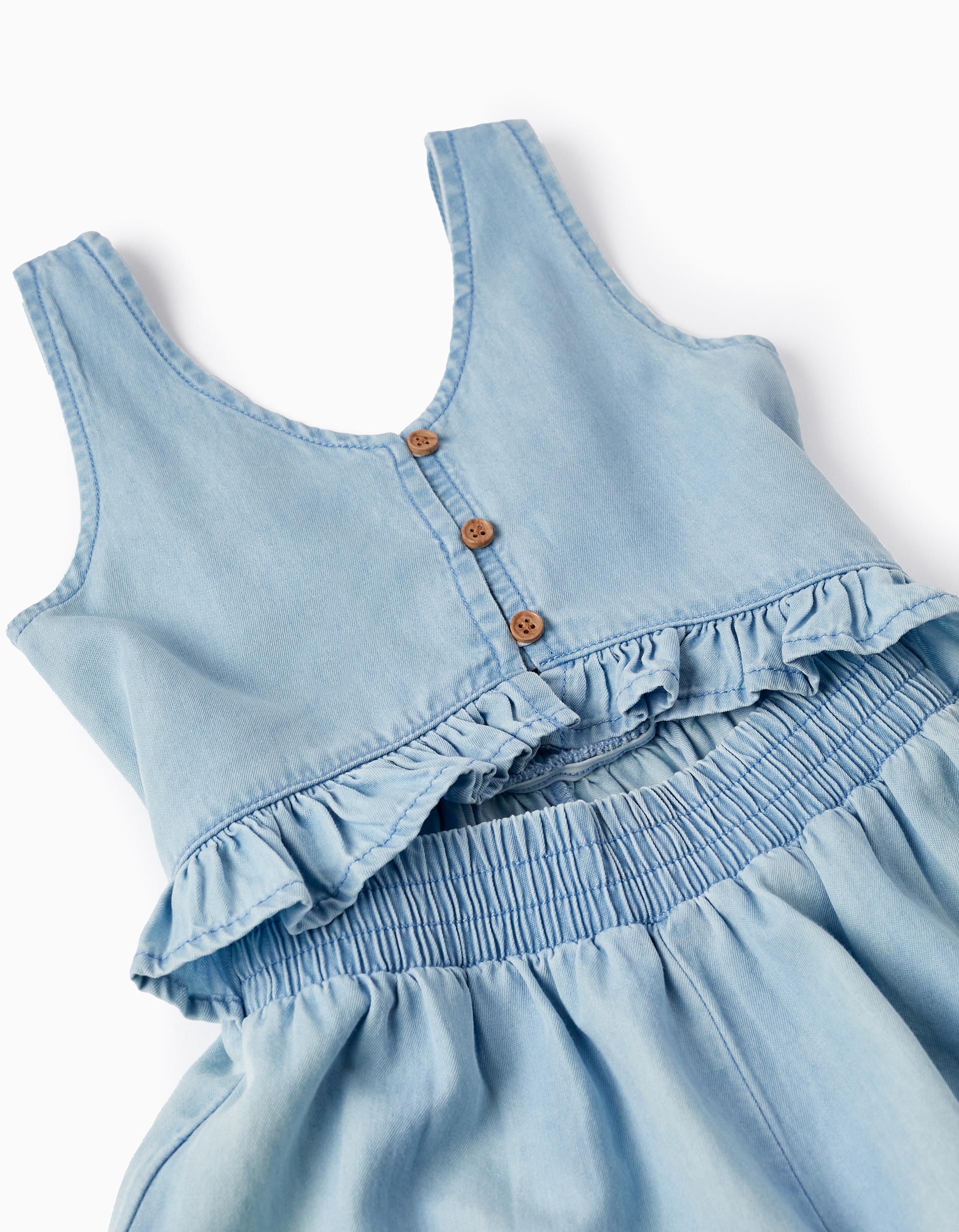 Light Denim Jumpsuit in Cotton for Girls, Light Blue