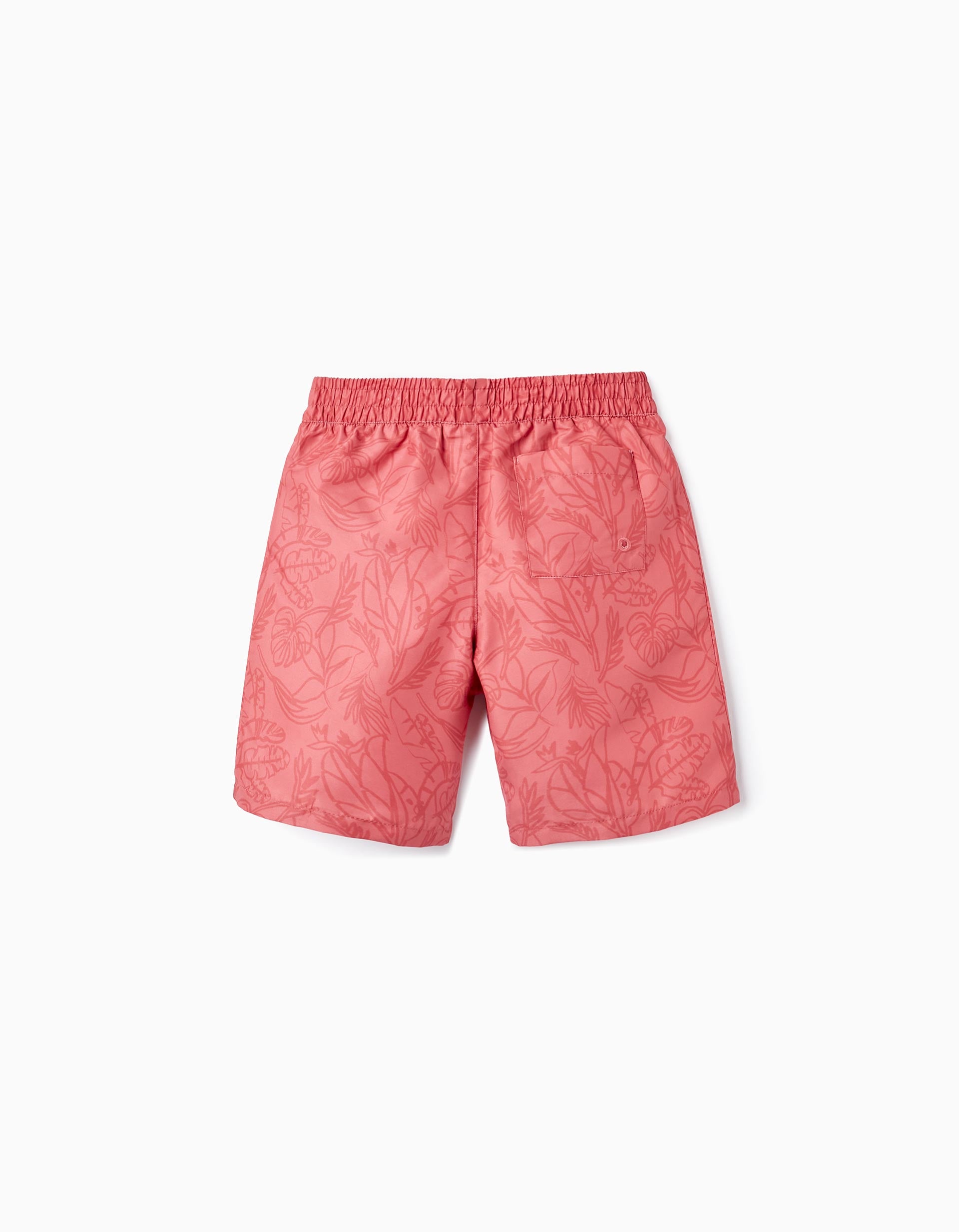 UPF 80 Swim Shorts with Pattern for Boys, Brick Red