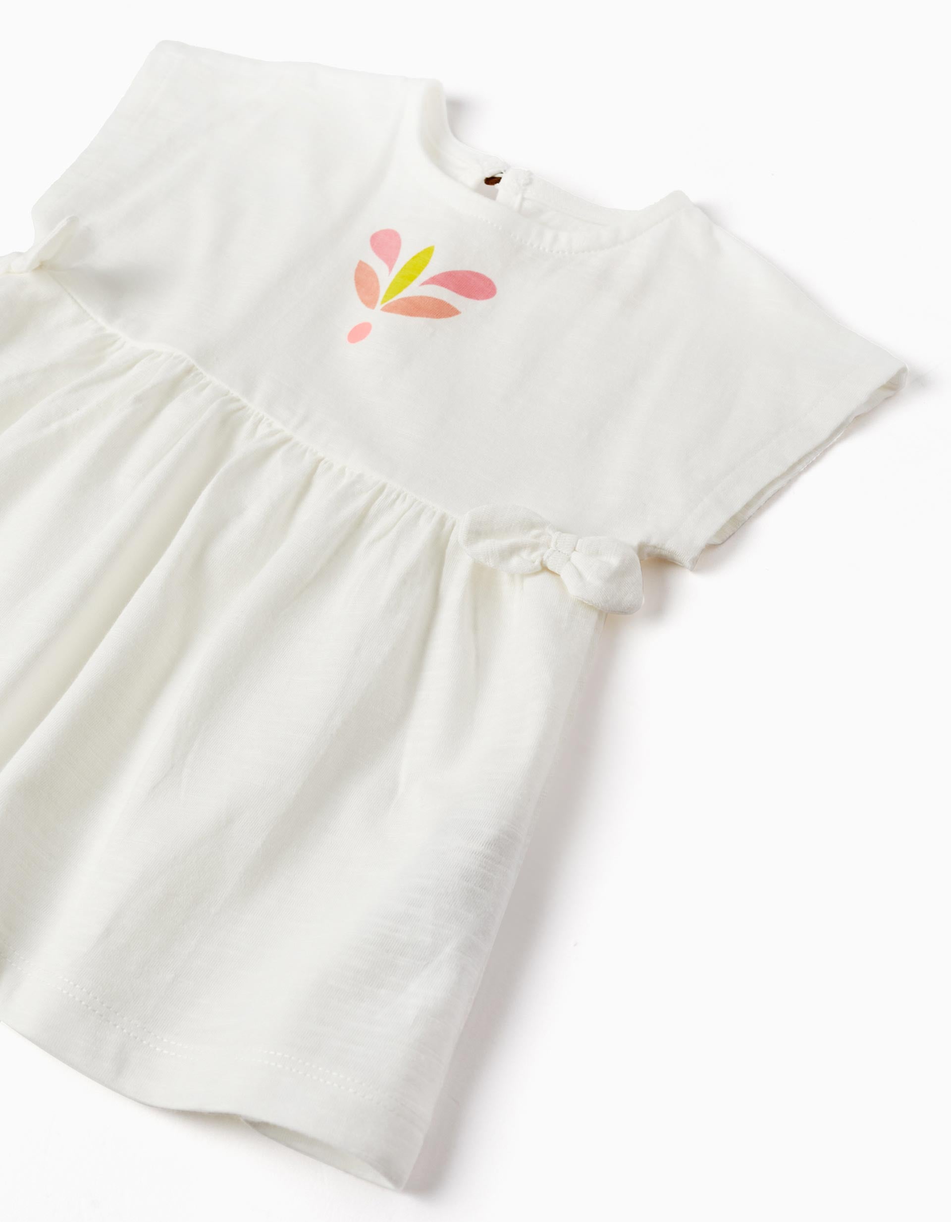 T-shirt + Shorts for Baby Girls, White/Coral